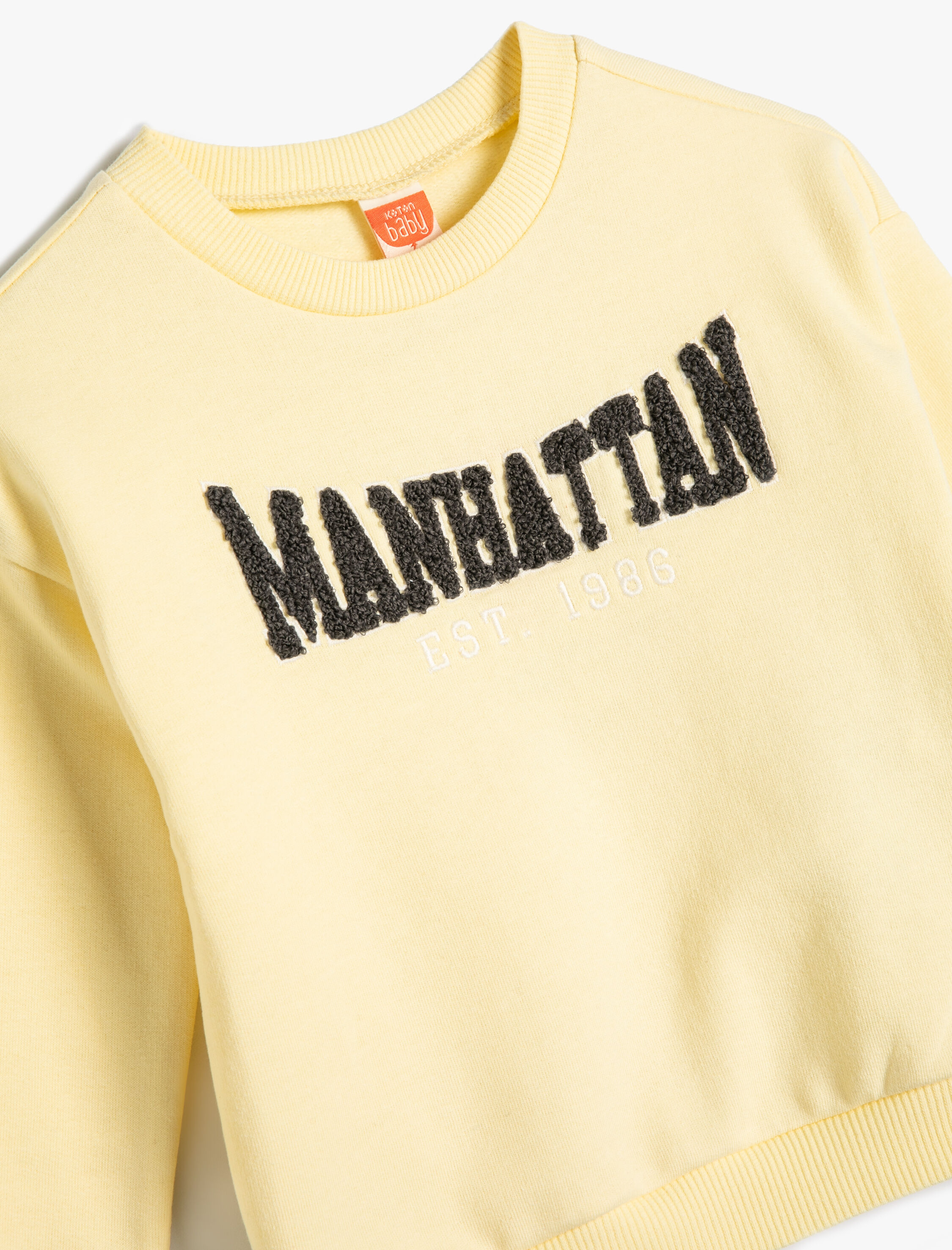  Erkek Bebek Sweat Manhattan Baskılı Uzun Kollu Bisiklet Yaka Pamuklu