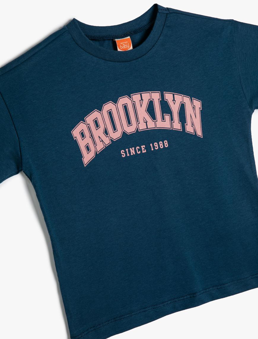  Erkek Bebek Brooklyn Tişört Kısa Kollu Bisiklet Yaka Pamuklu