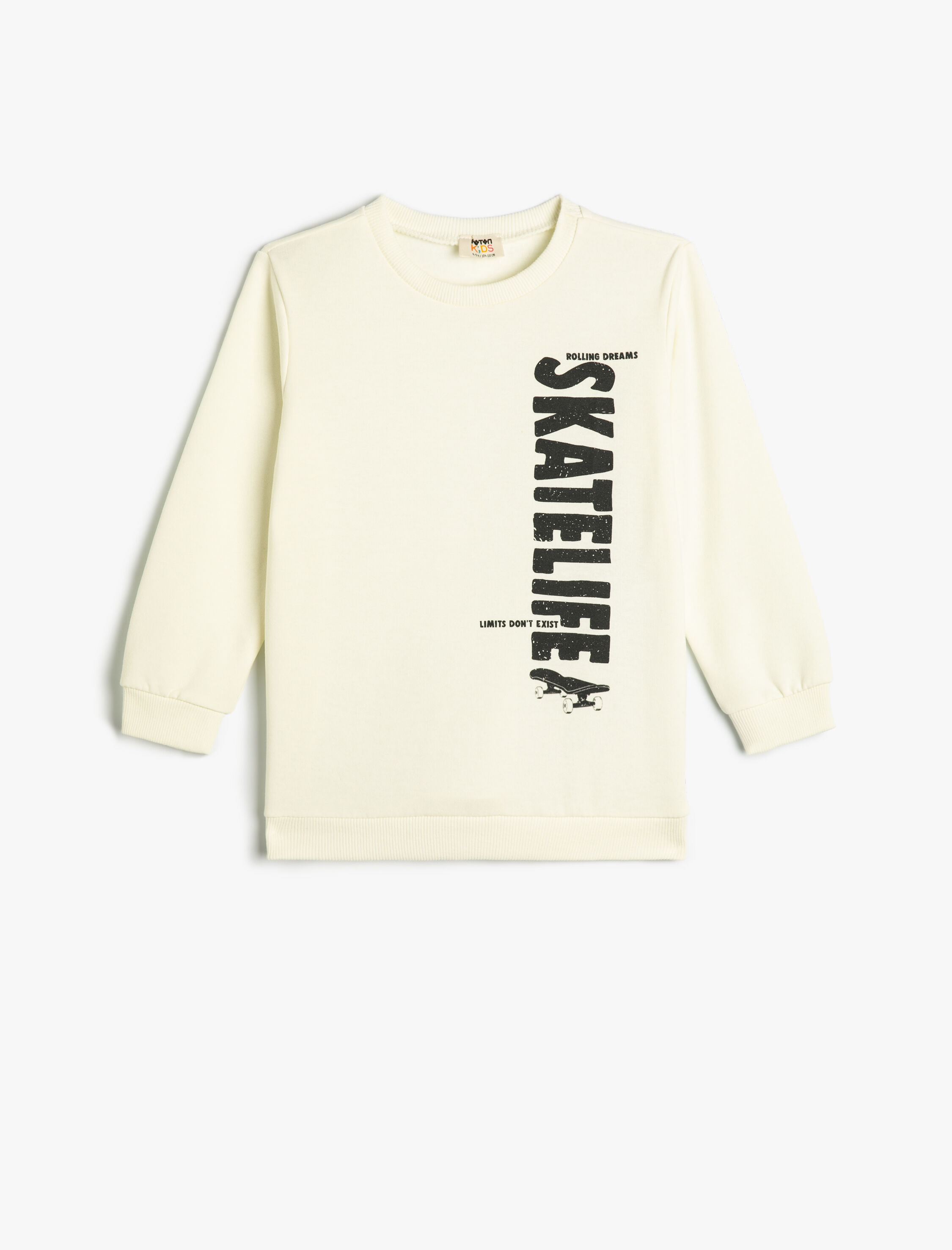 Koton Sweatshirt Kaykay Baskılı Uzun Kollu Bisiklet Yaka Şardonlu