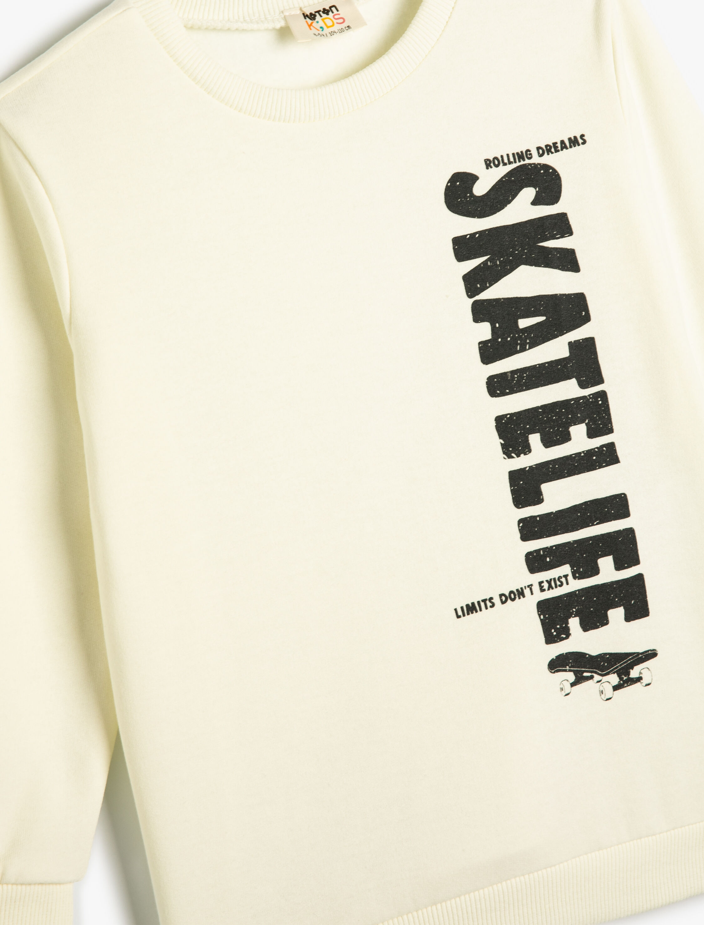  Erkek Çocuk Sweatshirt Kaykay Baskılı Uzun Kollu Bisiklet Yaka Şardonlu