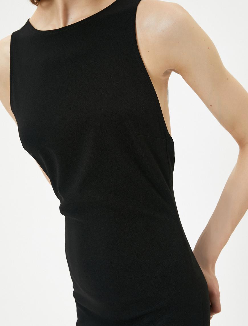   Midi Elbise Sırt Detaylı Kolsuz Slim Fit