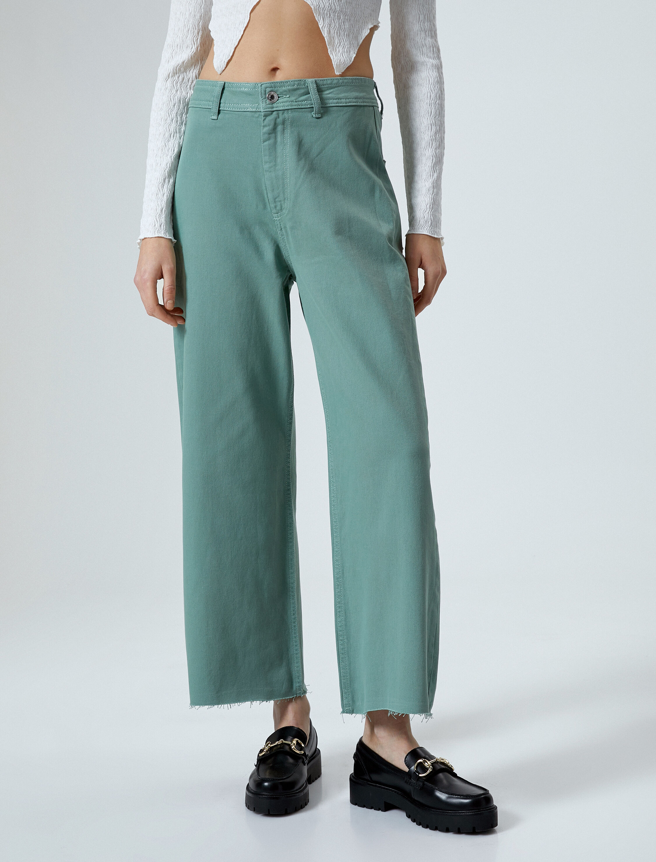   Geniş Kısa Paça Kot Pantolon Yüksek Bel - Sandra Jeans