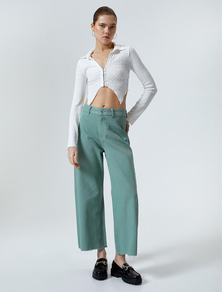  Geniş Kısa Paça Kot Pantolon Yüksek Bel - Sandra Jeans