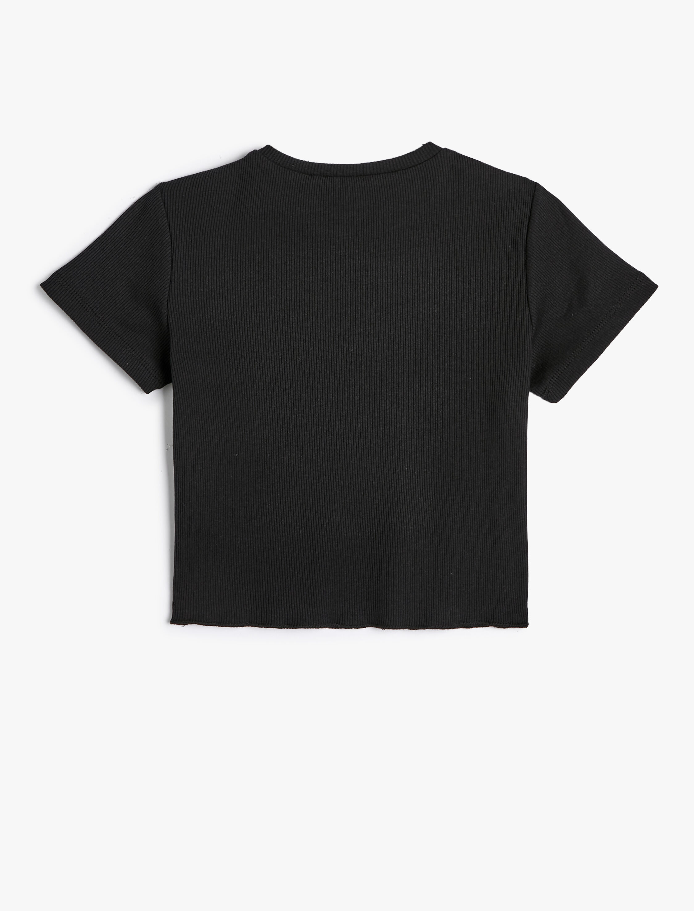  Kız Çocuk Tişört Kısa Kollu Bisiklet Yaka Kalp Pencere Detaylı Kaşkorse