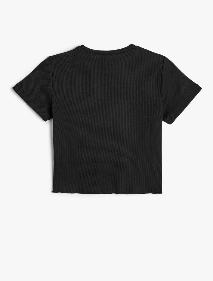 Kız Çocuk Tişört Kısa Kollu Bisiklet Yaka Kalp Pencere Detaylı Kaşkorse