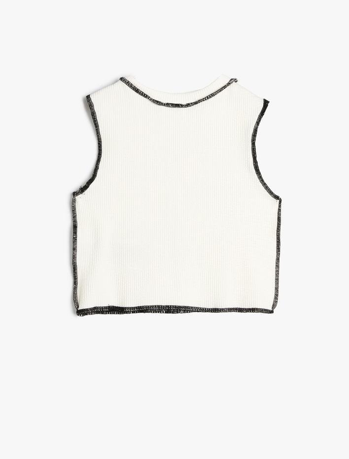 Kız Çocuk Crop Atlet Dikiş Detaylı Kolsuz