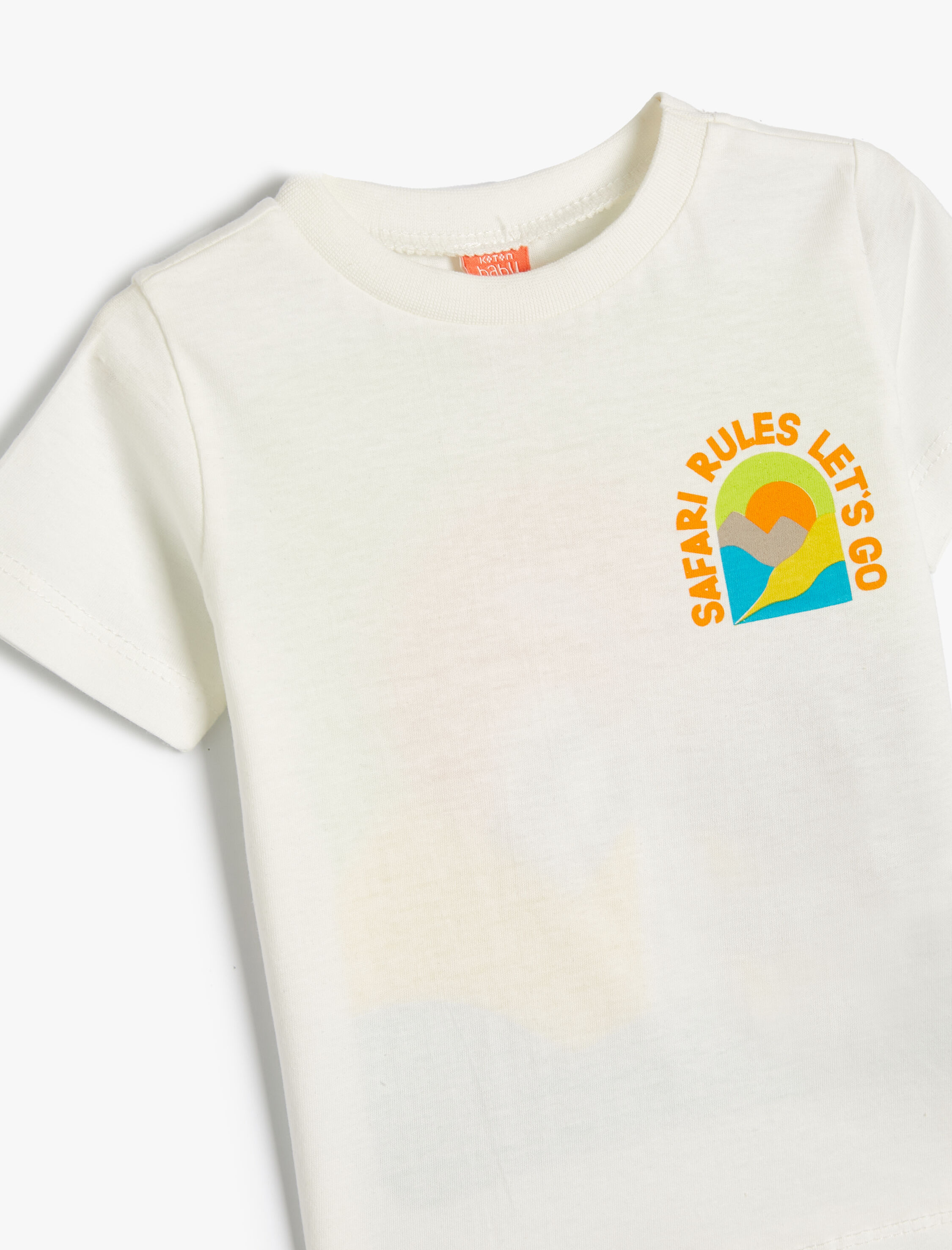  Erkek Bebek Tişört Yaz Temalı Baskılı Kısa kollu Bisiklet Yaka Pamuklu