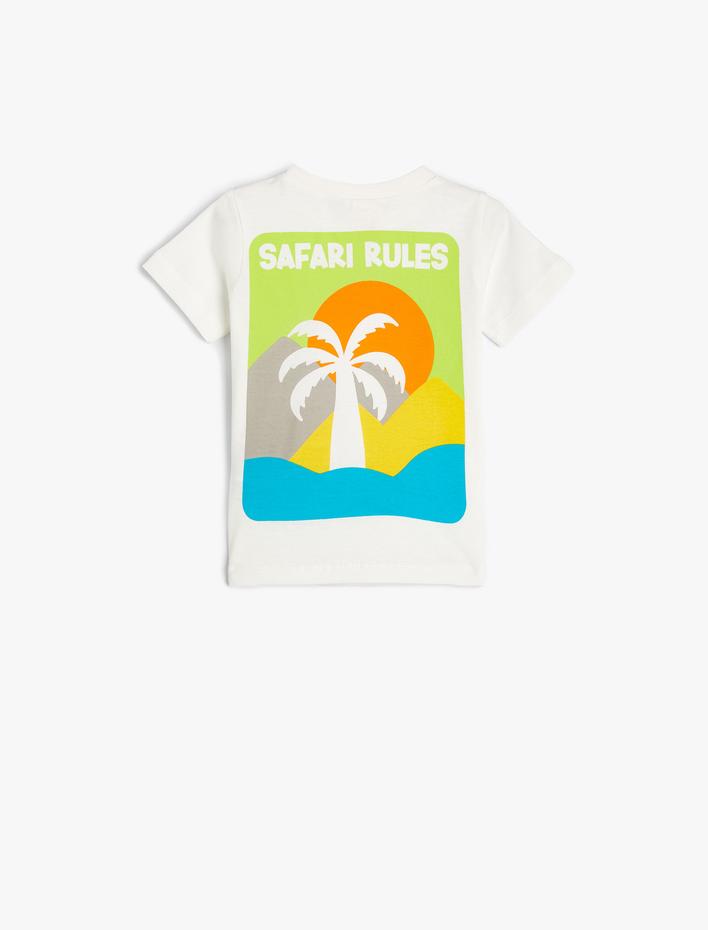 Erkek Bebek Tişört Yaz Temalı Baskılı Kısa kollu Bisiklet Yaka Pamuklu