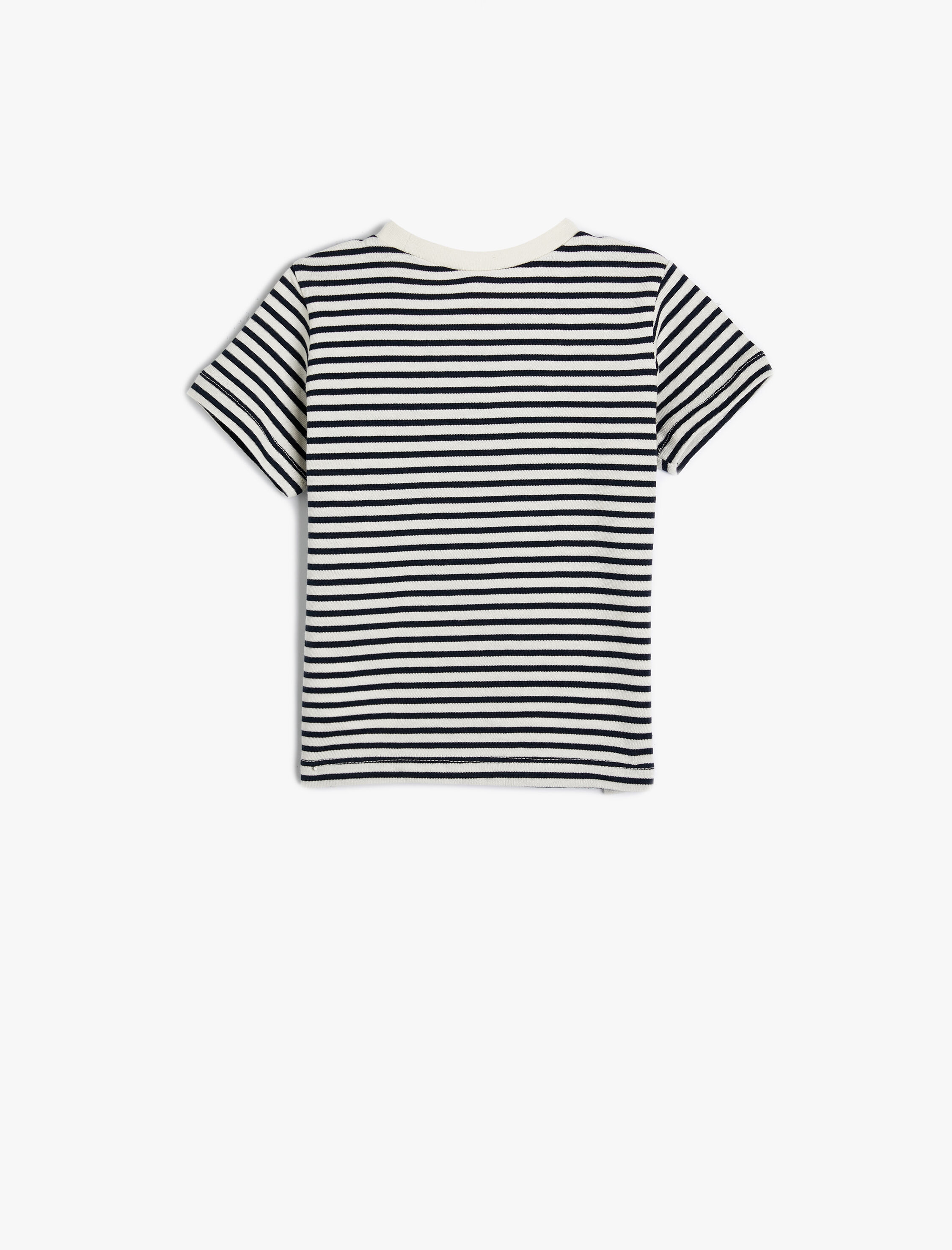  Erkek Bebek Çizgili Tişört Kısa Kollu Bisiklet Yaka Pamuklu