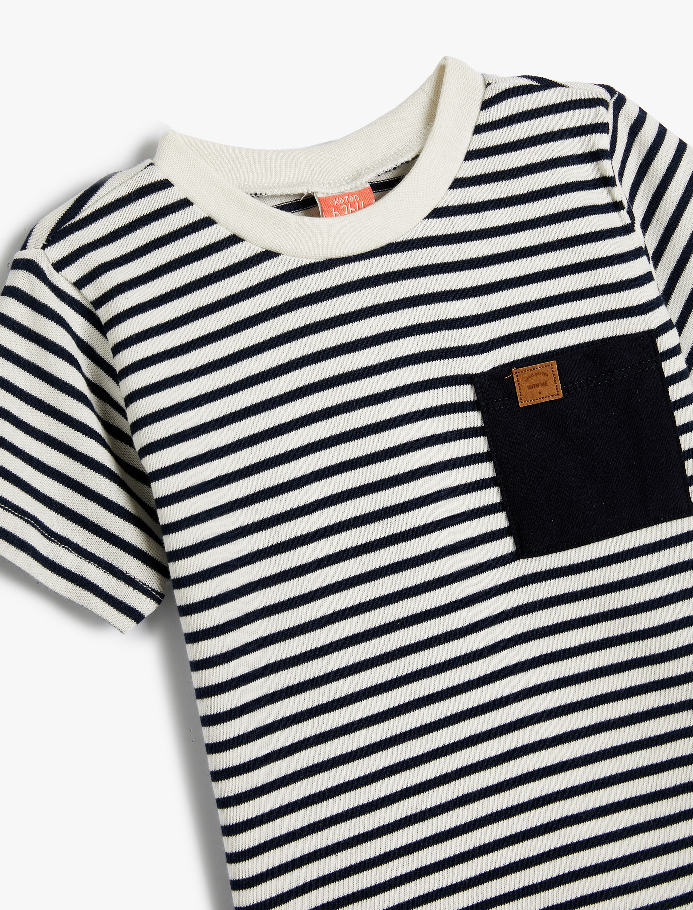  Erkek Bebek Çizgili Tişört Kısa Kollu Bisiklet Yaka Pamuklu