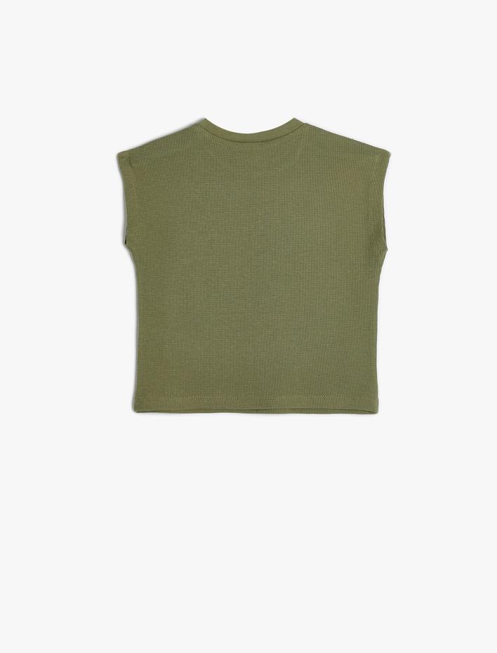 Erkek Bebek Atlet Dokulu İşleme Detaylı Bisiklet Yaka Pamuklu