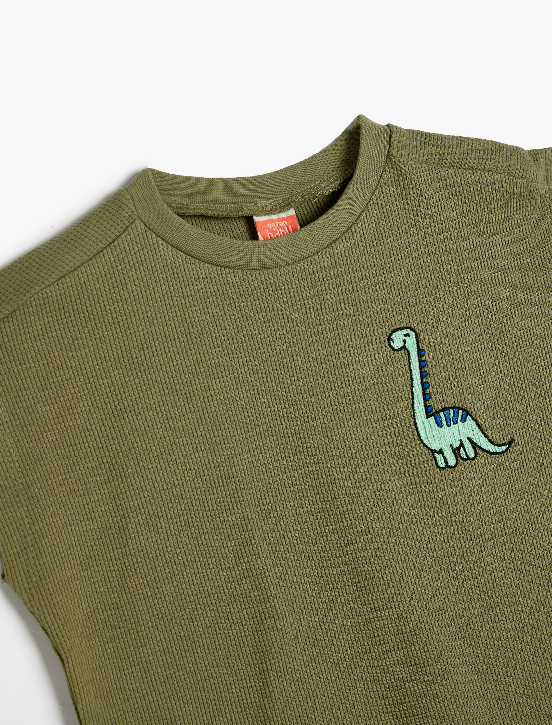  Erkek Bebek Atlet Dokulu İşleme Detaylı Bisiklet Yaka Pamuklu