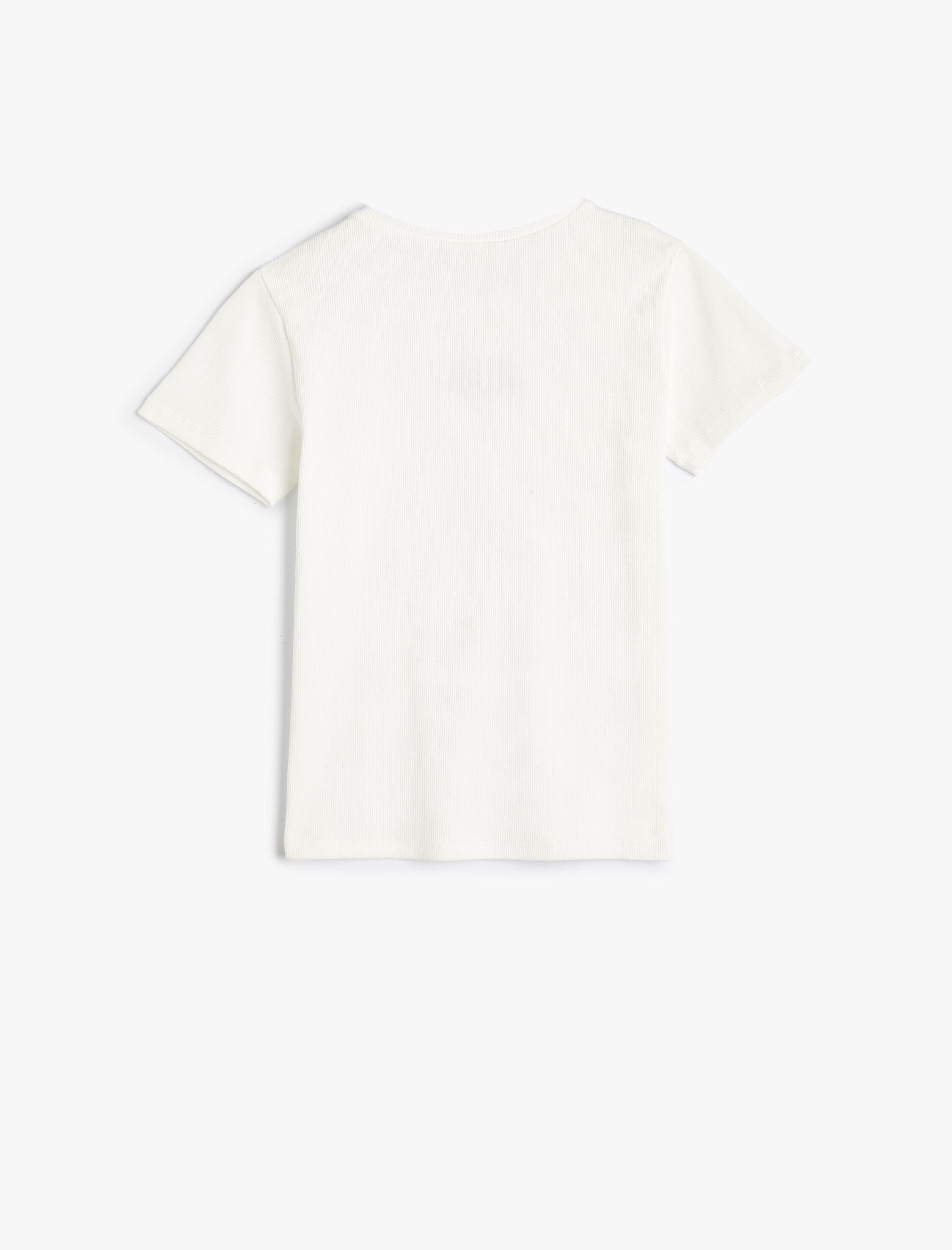  Kız Çocuk Tişört Kısa Kollu İşleme Detaylı Dokulu Pamuklu