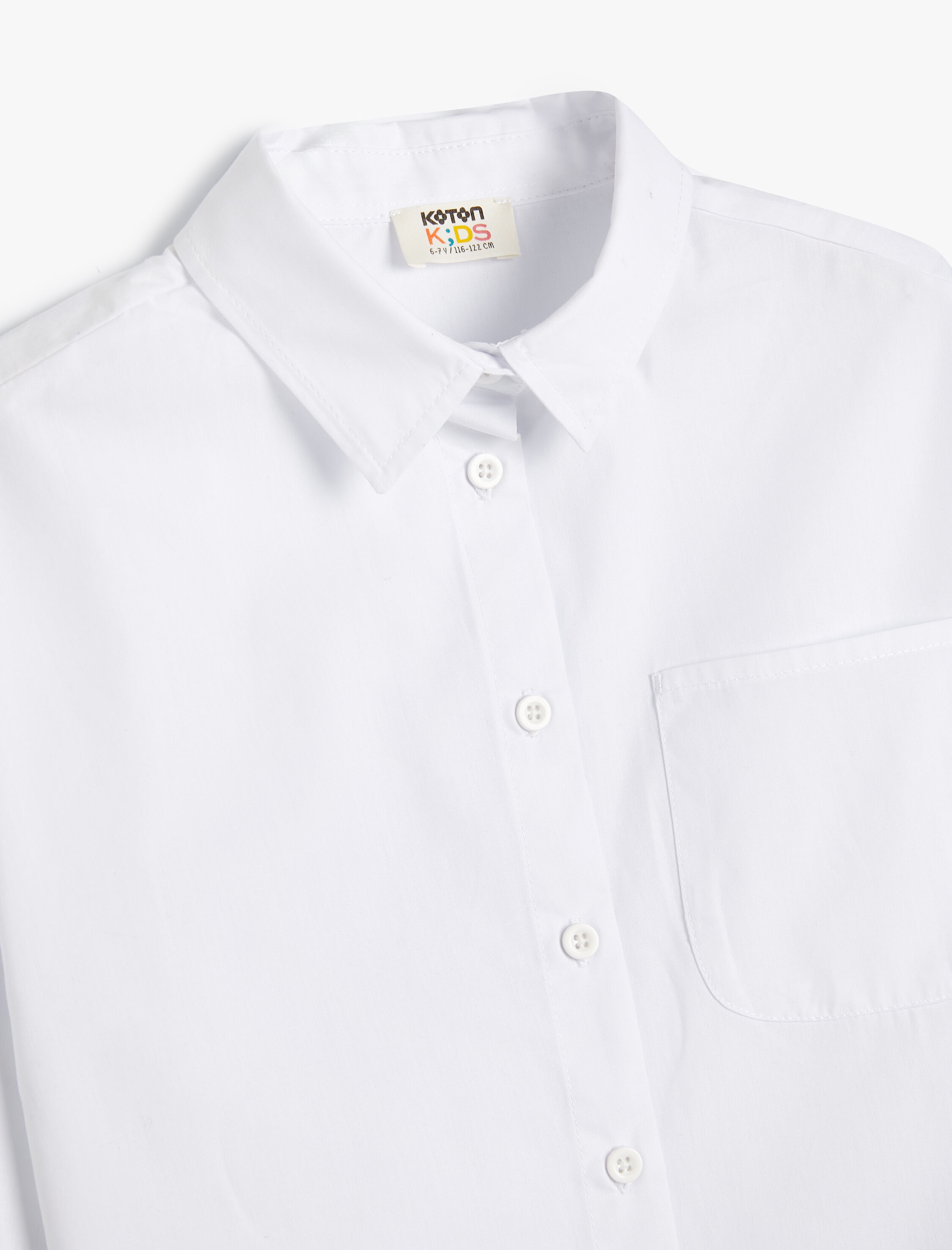  Kız Çocuk Oversize Gömlek Tek Cepli Uzun Kollu Pamuklu