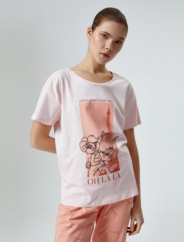  Pijama Takımı Pamuklu Bugs Bunny Lisanslı Baskılı Kısa Kollu