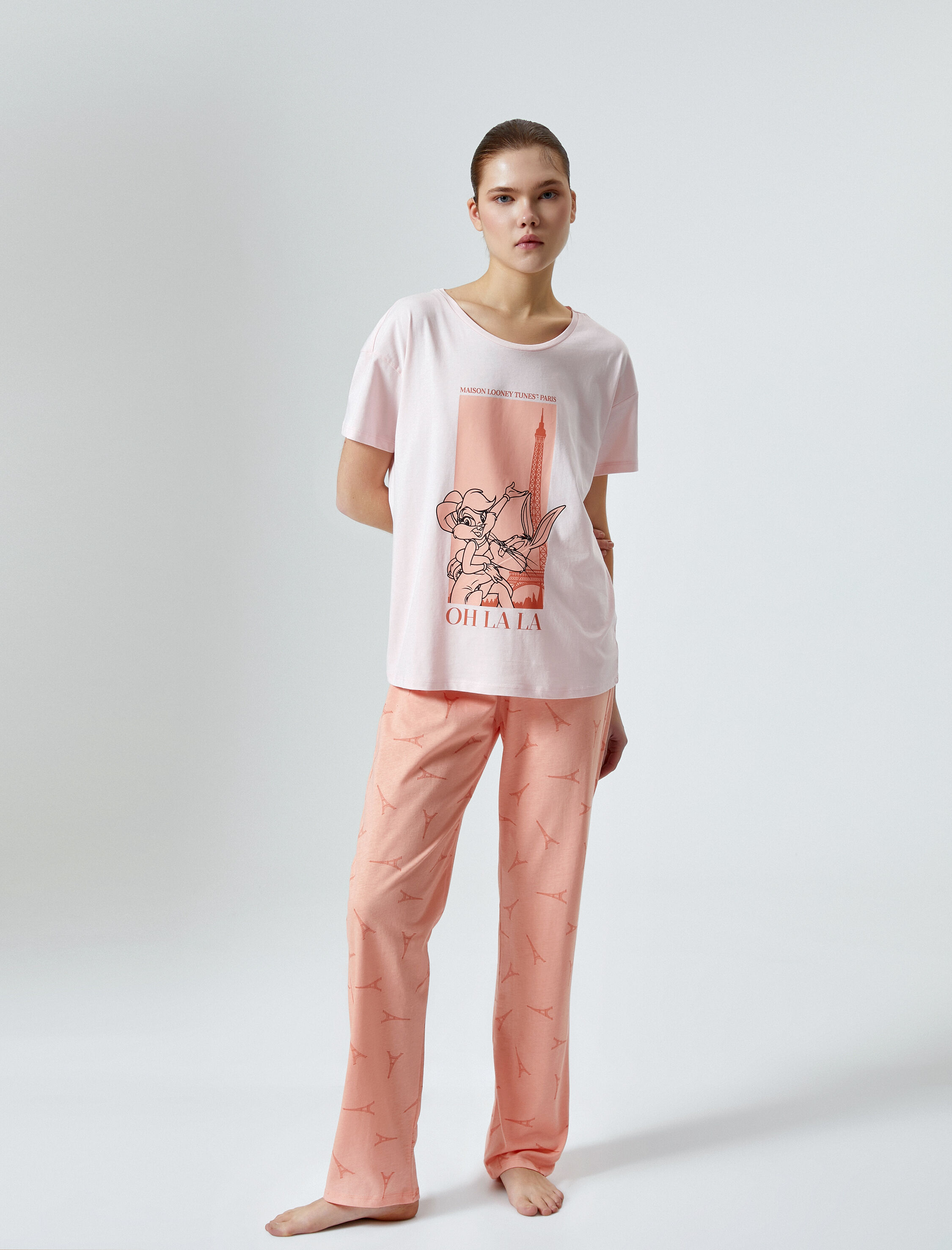   Pijama Takımı Pamuklu Bugs Bunny Lisanslı Baskılı Kısa Kollu