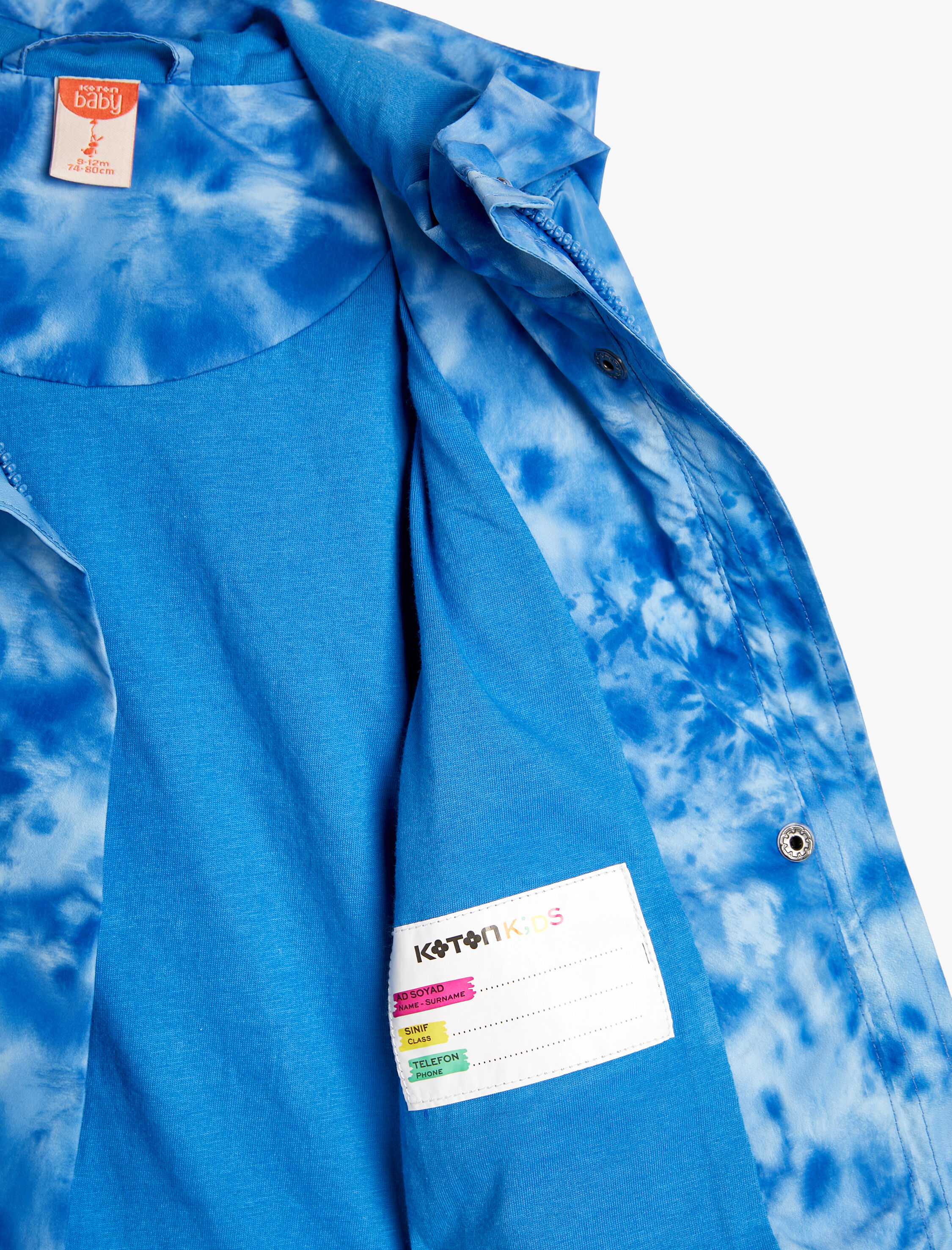  Erkek Bebek Kapşonlu Gömlek Ceket Batik Desenli Kapaklı Cepli