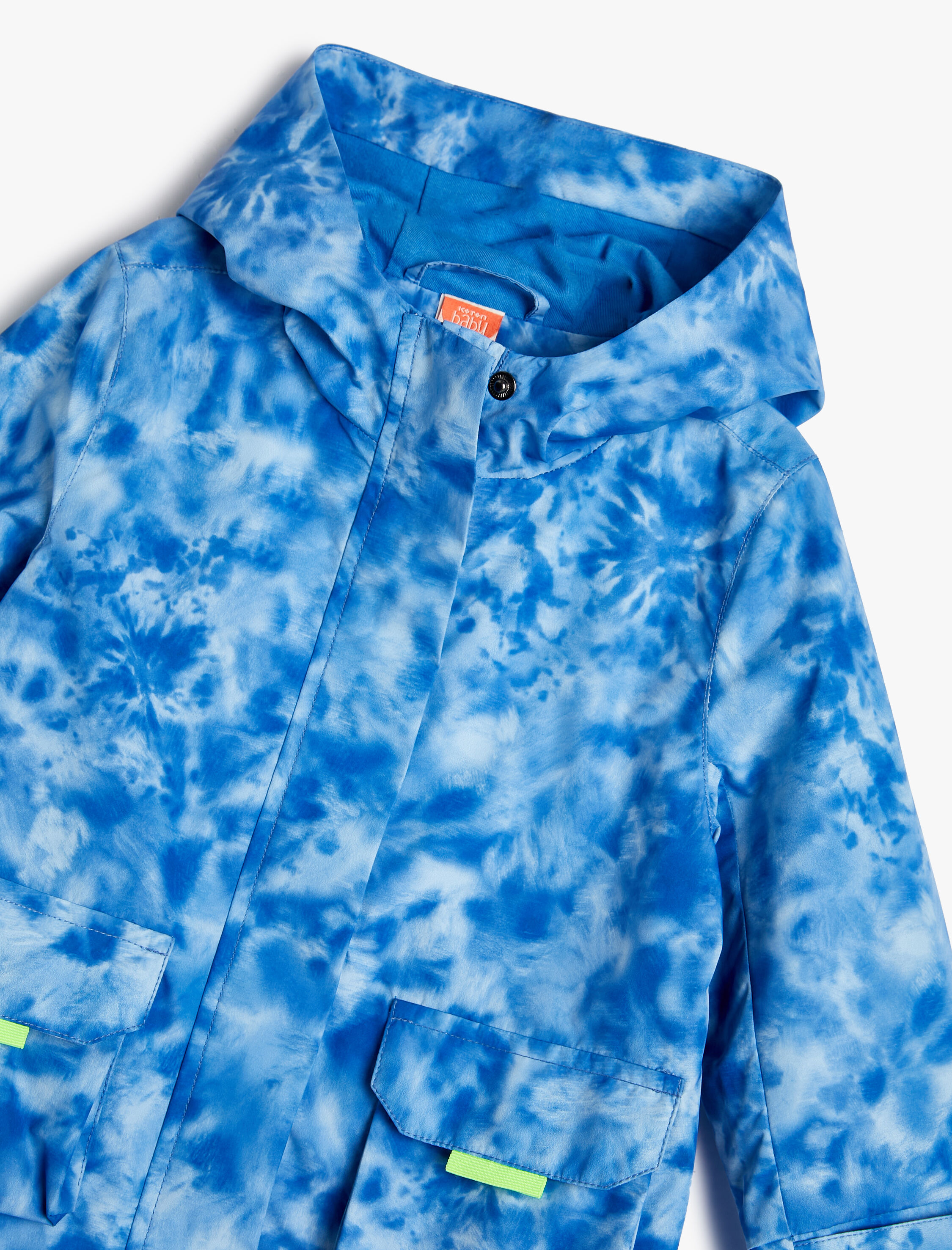  Erkek Bebek Kapşonlu Gömlek Ceket Batik Desenli Kapaklı Cepli