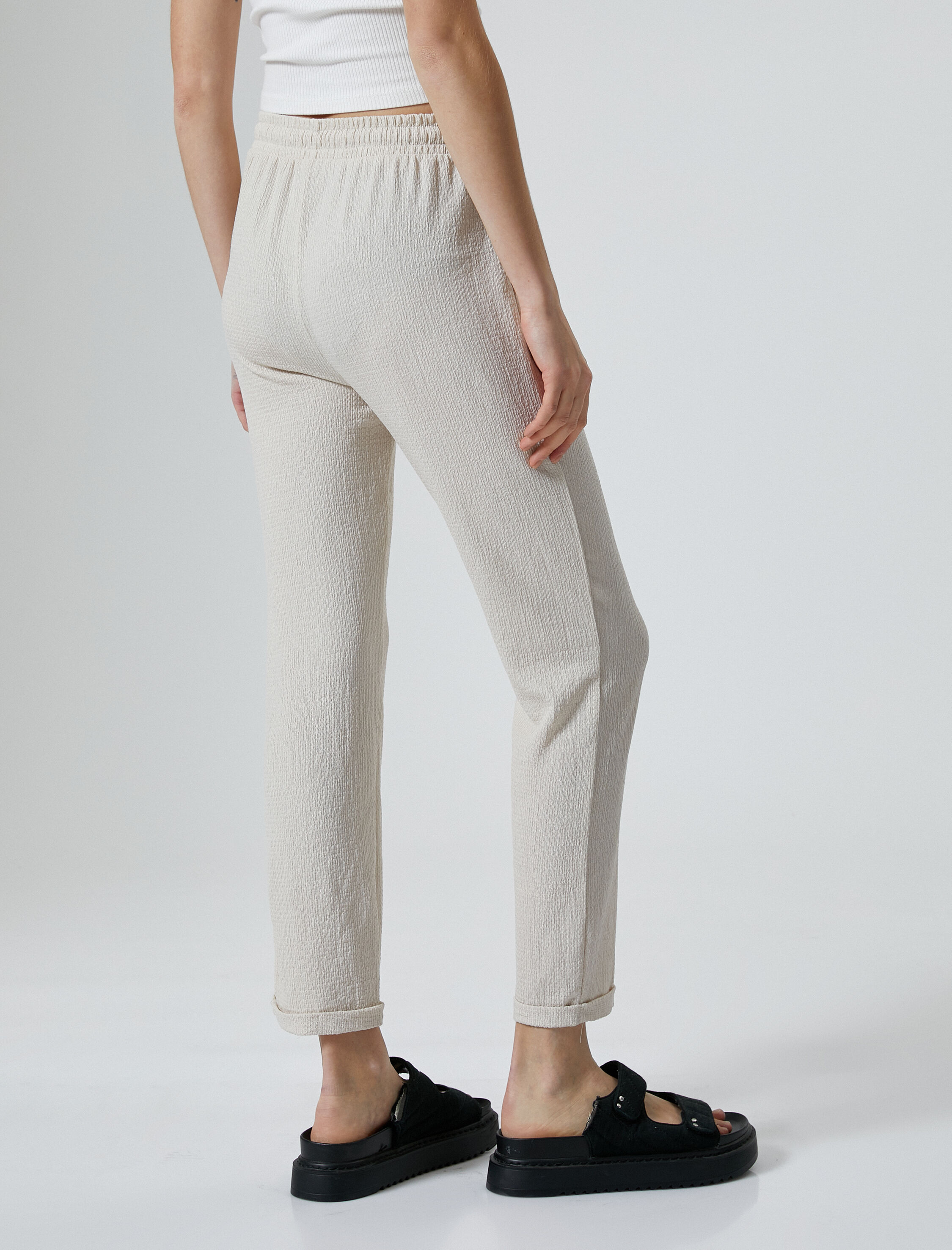   Rahat Kalıp Pantolon Cepli Beli Bağlamalı Bürümcük