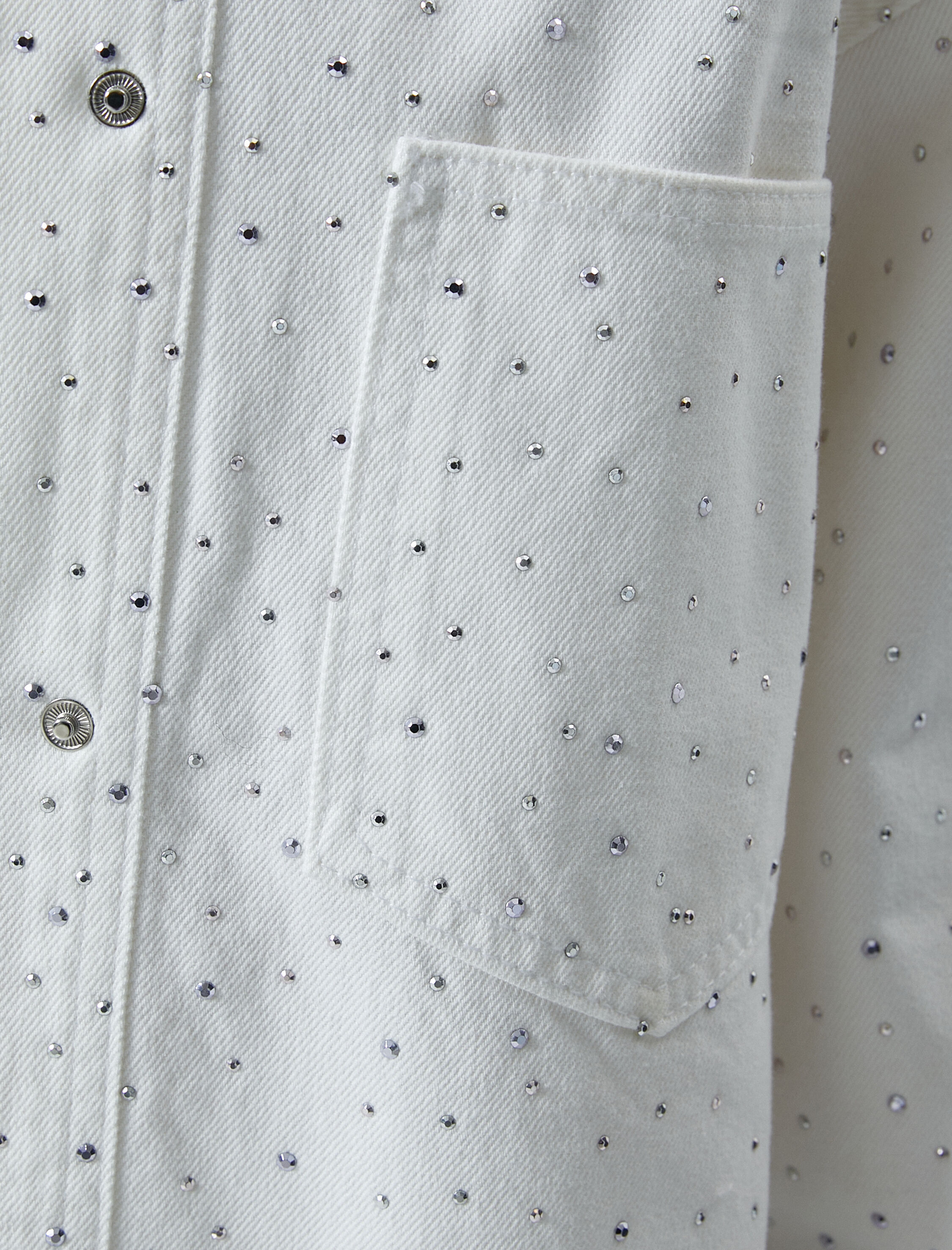   Oversize Taşlı Gömlek Ceket Ekstra Uzun Cepli