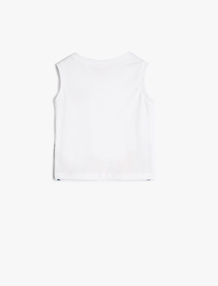 Erkek Bebek Atlet Bisiklet Yaka Slogan Baskılı Pamuklu