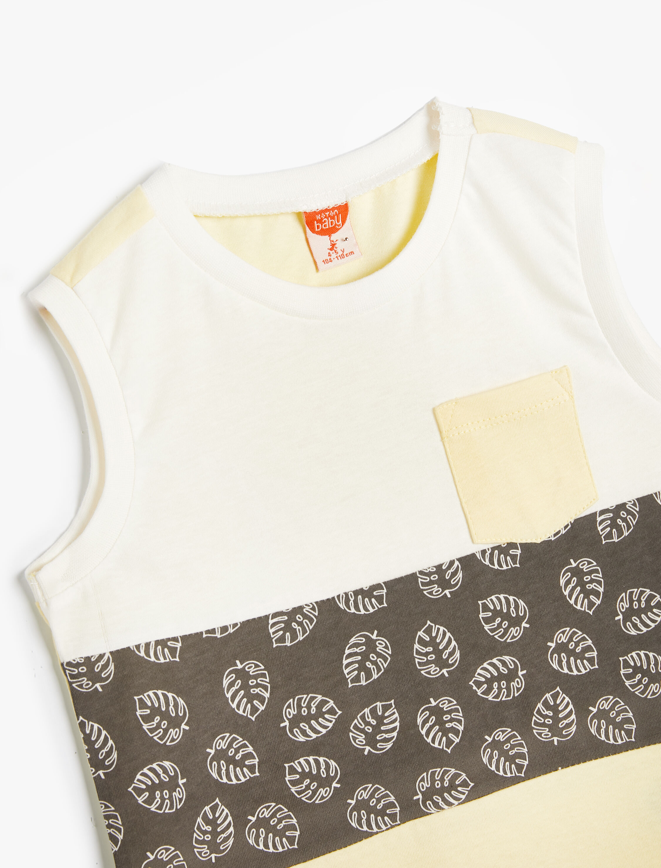  Erkek Bebek Atlet Cep Detaylı Bisiklet Yaka Renk Bloklu Pamuklu