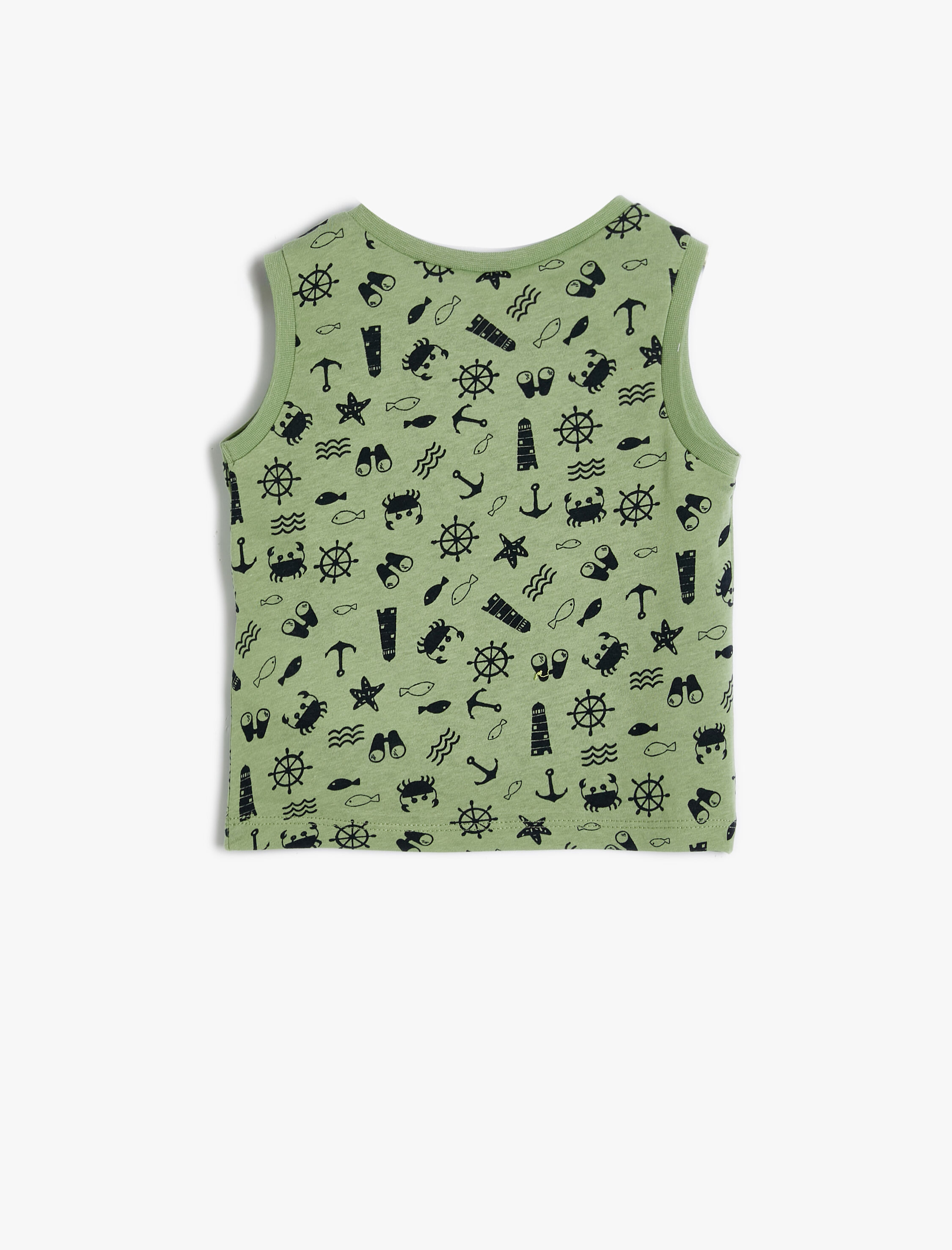  Erkek Bebek Atlet Kolsuz Yuvarlak Yaka Baskılı Pamuklu