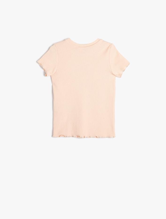 Kız Bebek Tişört Kısa Kollu Kaşkorse Bisiklet Yaka İşlemeli