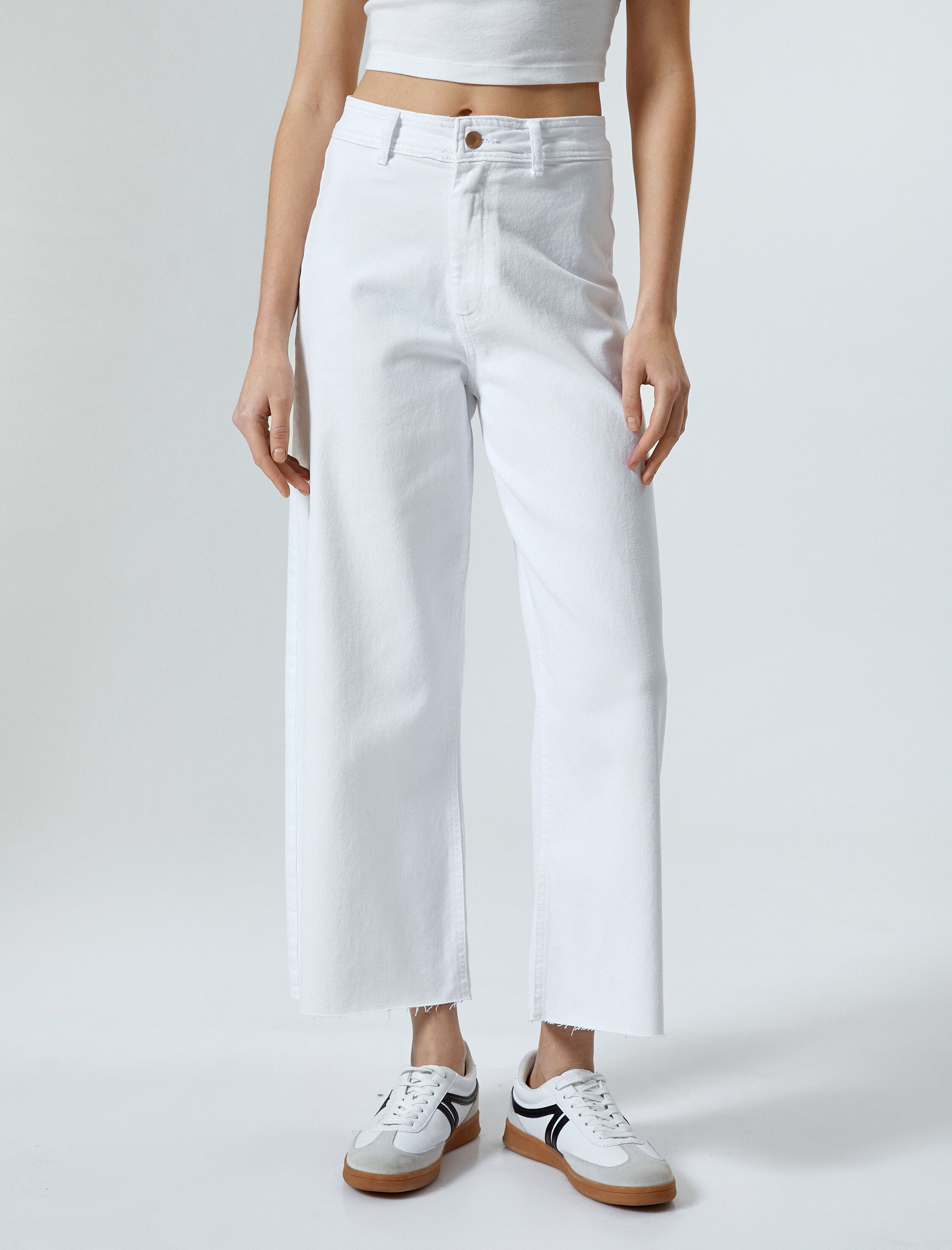   Geniş Kısa Paça Kot Pantolon Yüksek Bel - Sandra Jeans