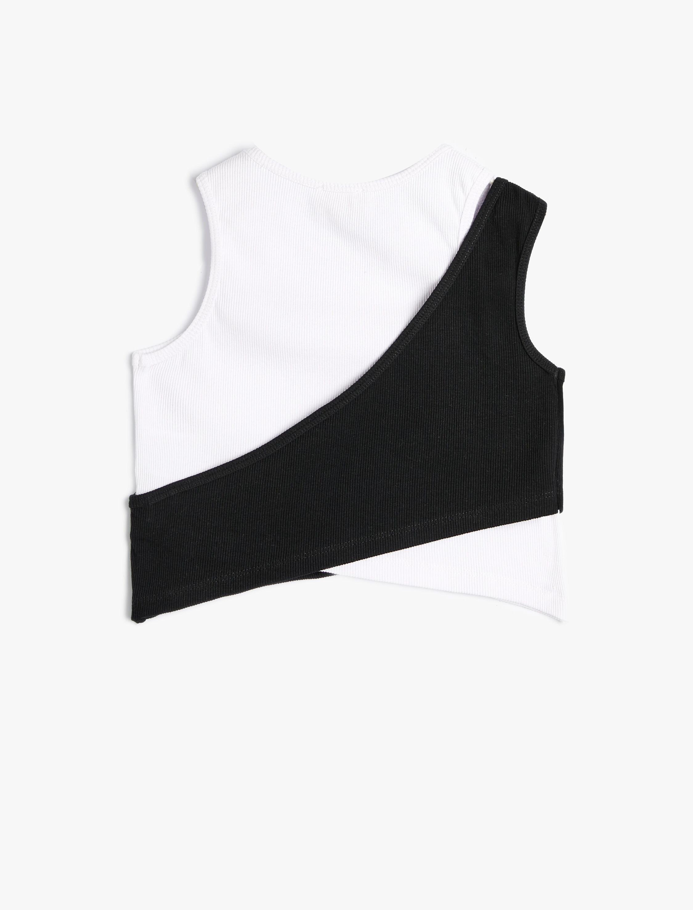  Kız Çocuk Crop Atlet Asimetrik Bel Pencere Detaylı Pamuklu