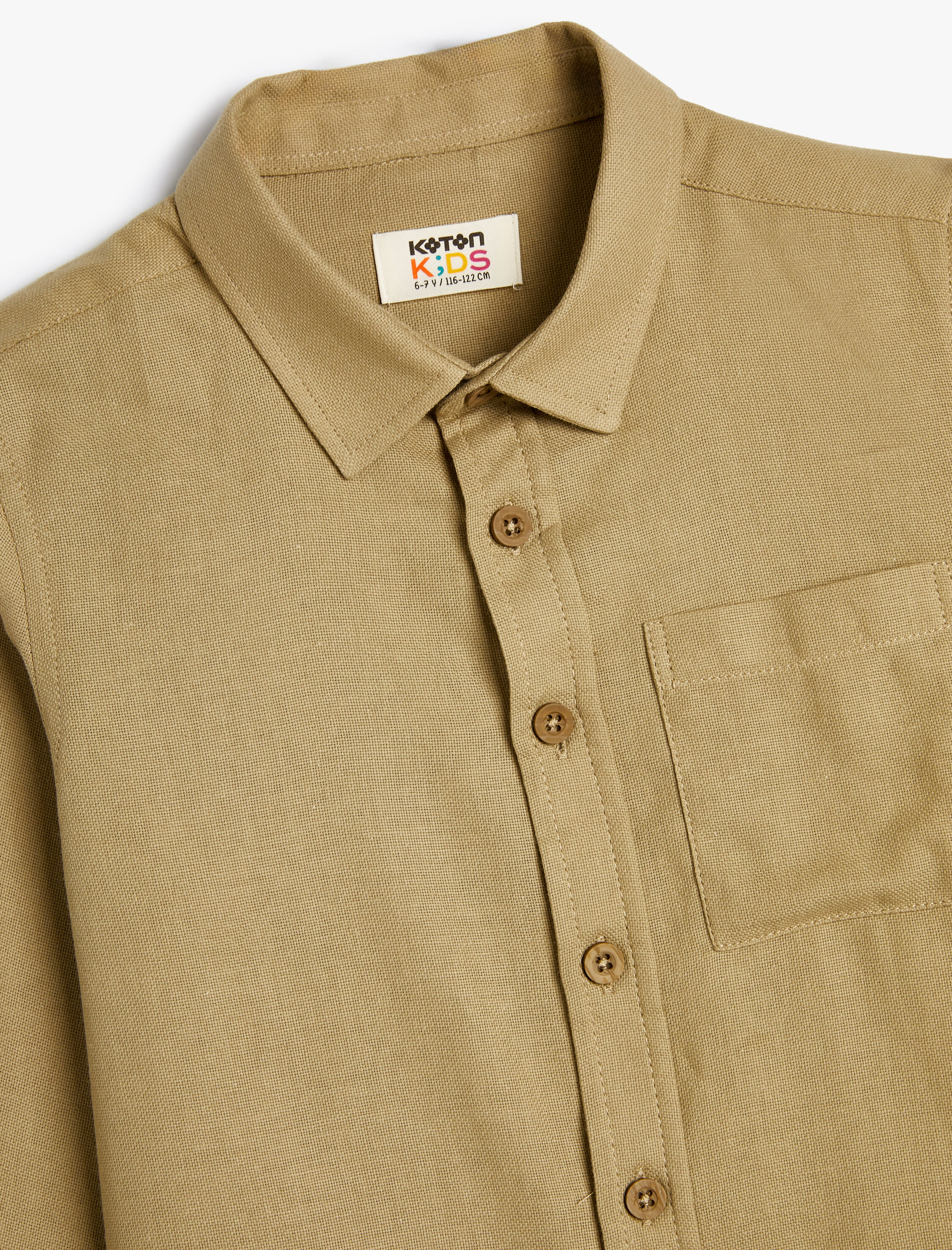  Erkek Çocuk Basic Gömlek Uzun Kollu Cep Detaylı Pamuklu