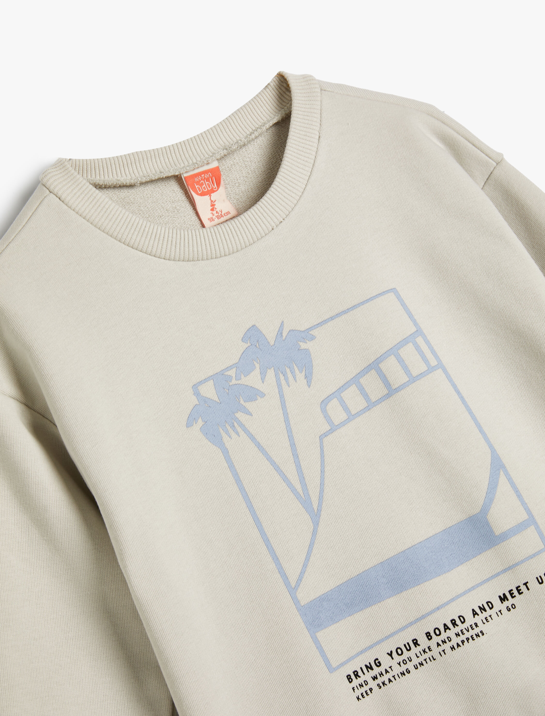  Erkek Bebek Sweatshirt Yaz Temalı Baskılı Uzun Kollu Bisiklet Yaka Pamuklu