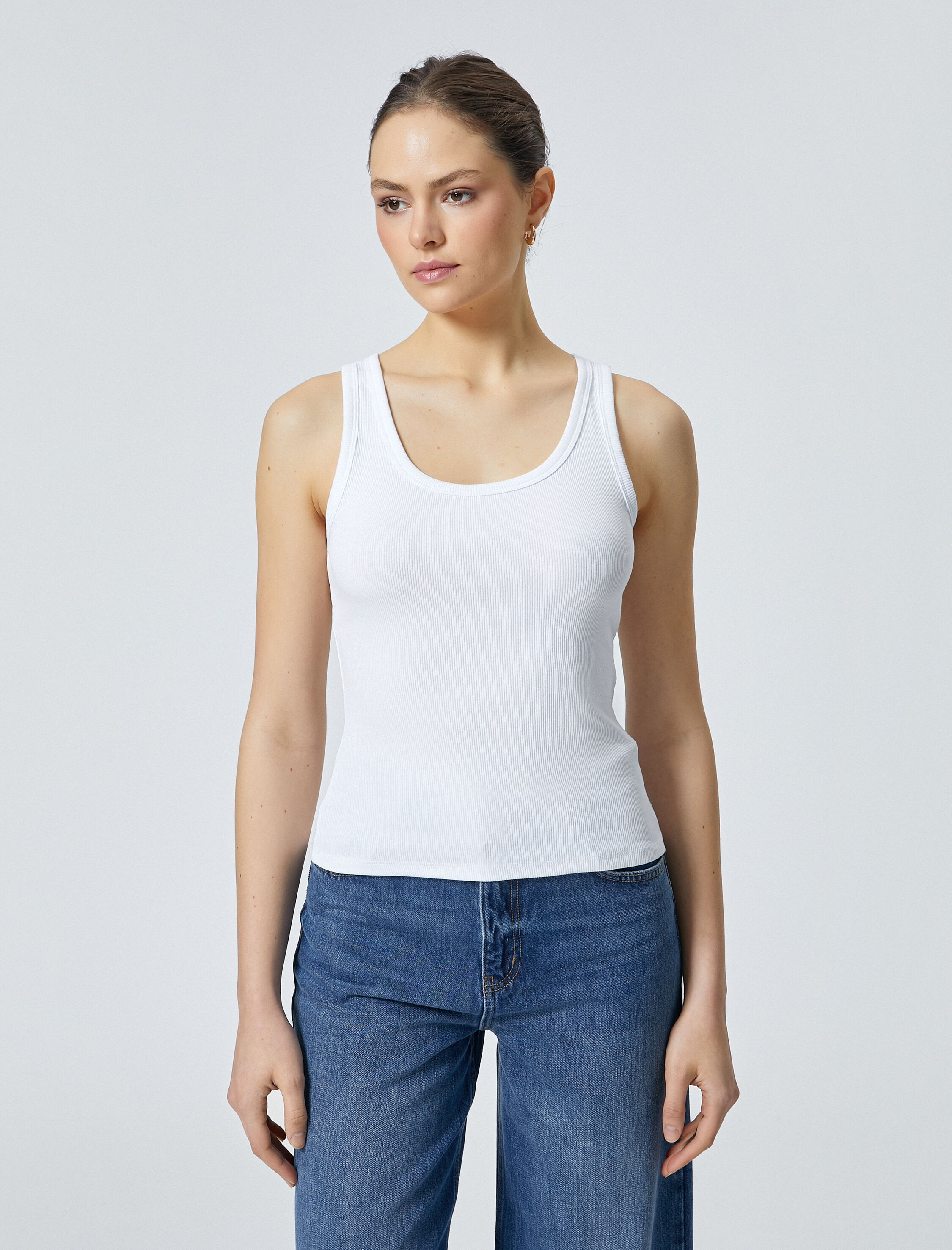   Fitilli Atlet U Yaka Kalın Askılı