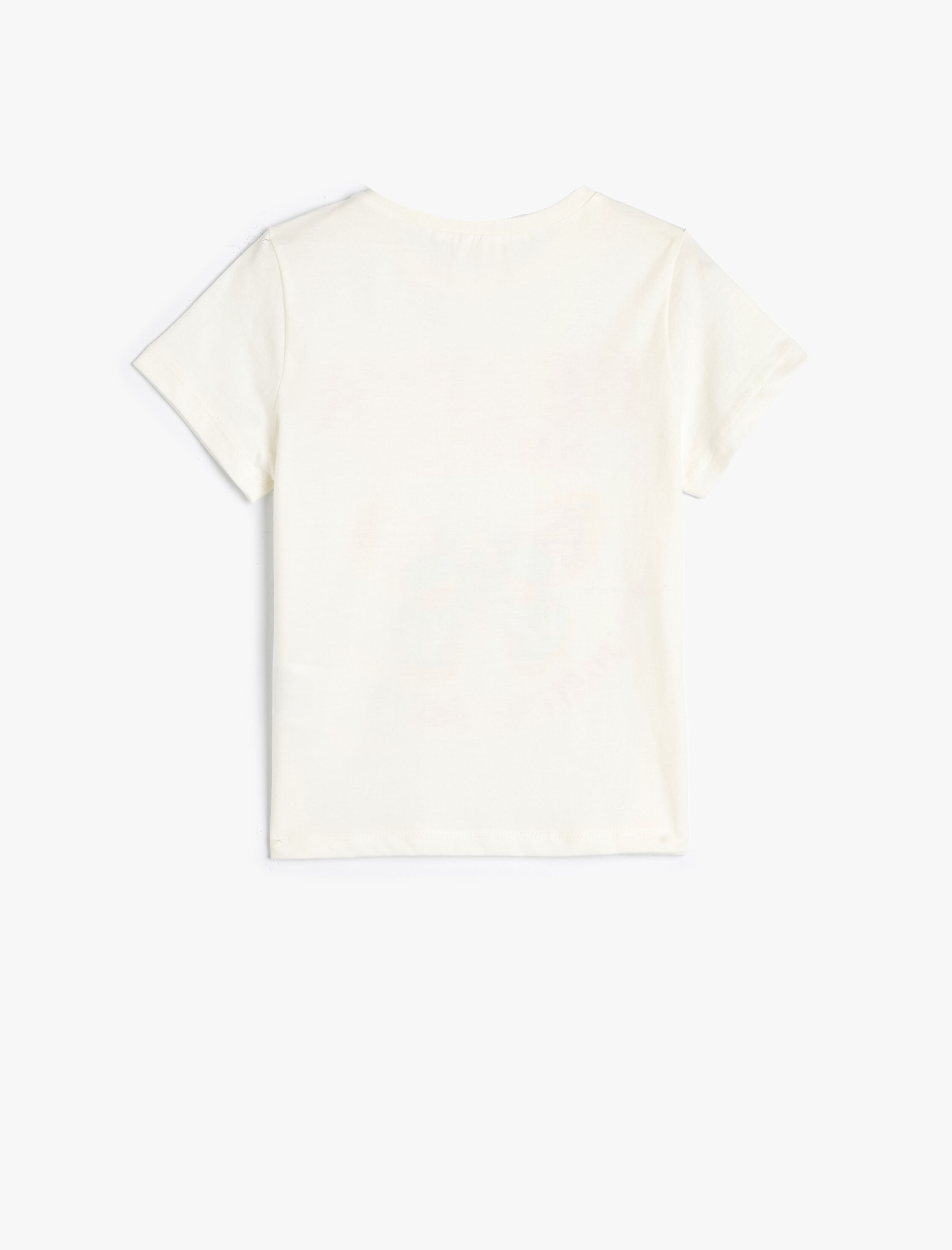  Kız Çocuk Tişört Kısa Kollu Bisiklet Yaka Kelebek Baskılı Pamuklu