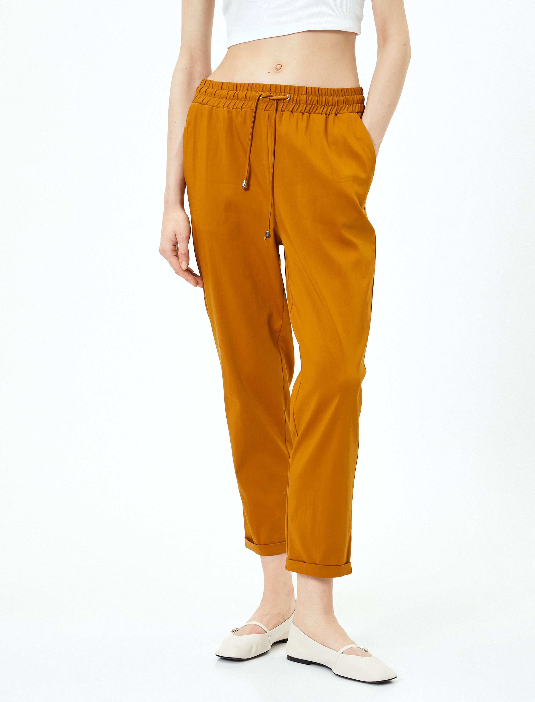   Havuç Pantolon Beli Bağcıklı Cepli Rahat Kesim