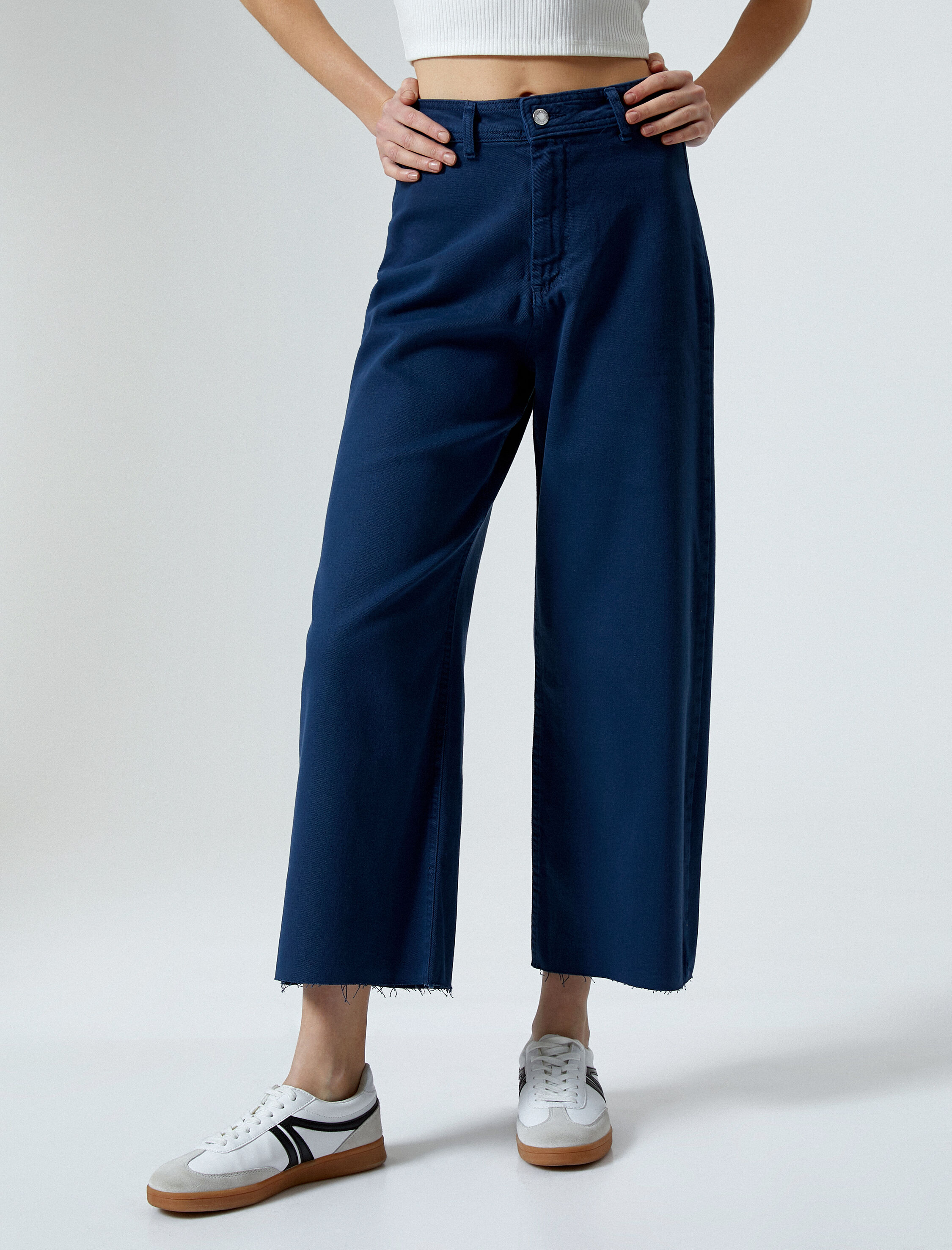   Geniş Kısa Paça Kot Pantolon Yüksek Bel - Sandra Jeans