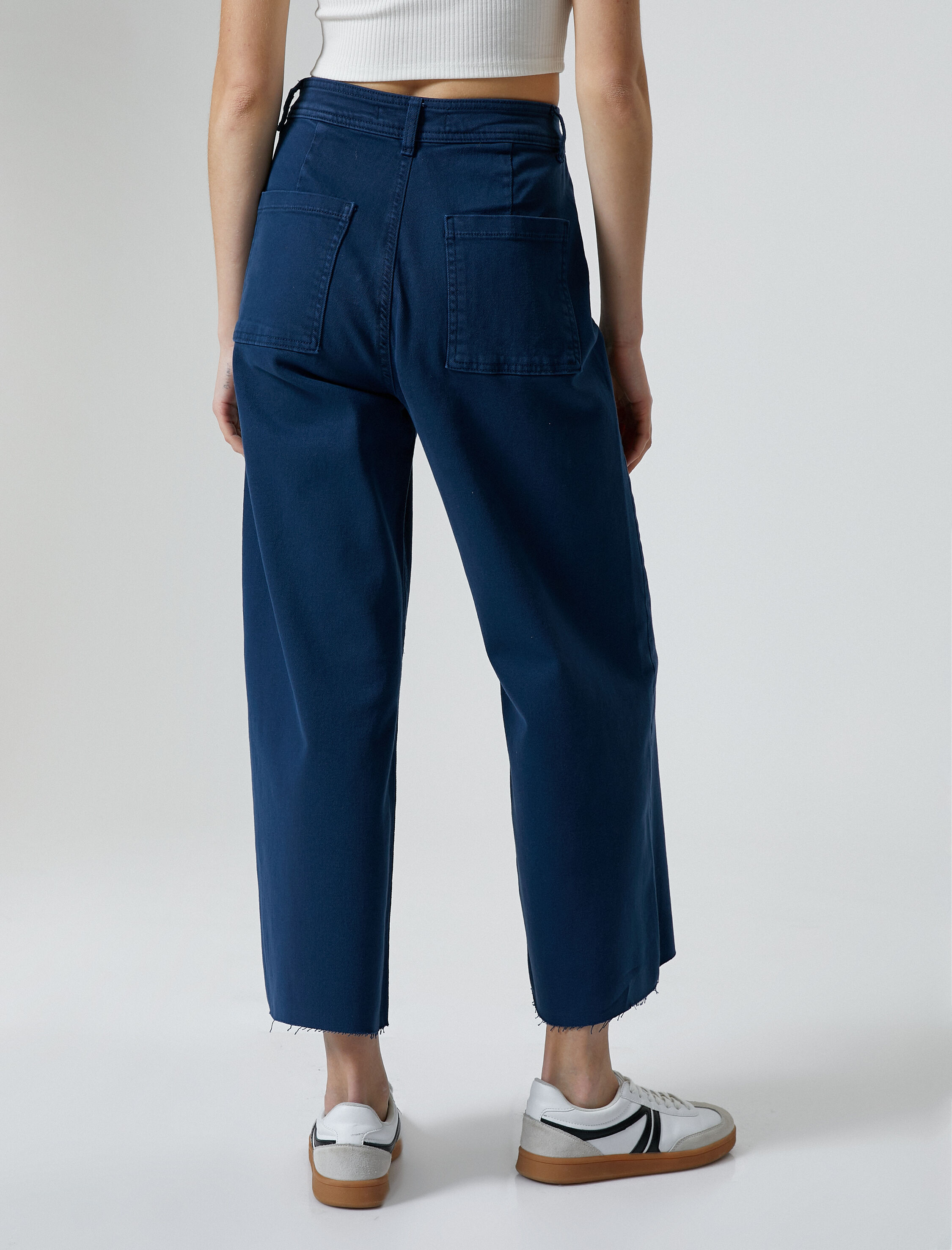   Geniş Kısa Paça Kot Pantolon Yüksek Bel - Sandra Jeans