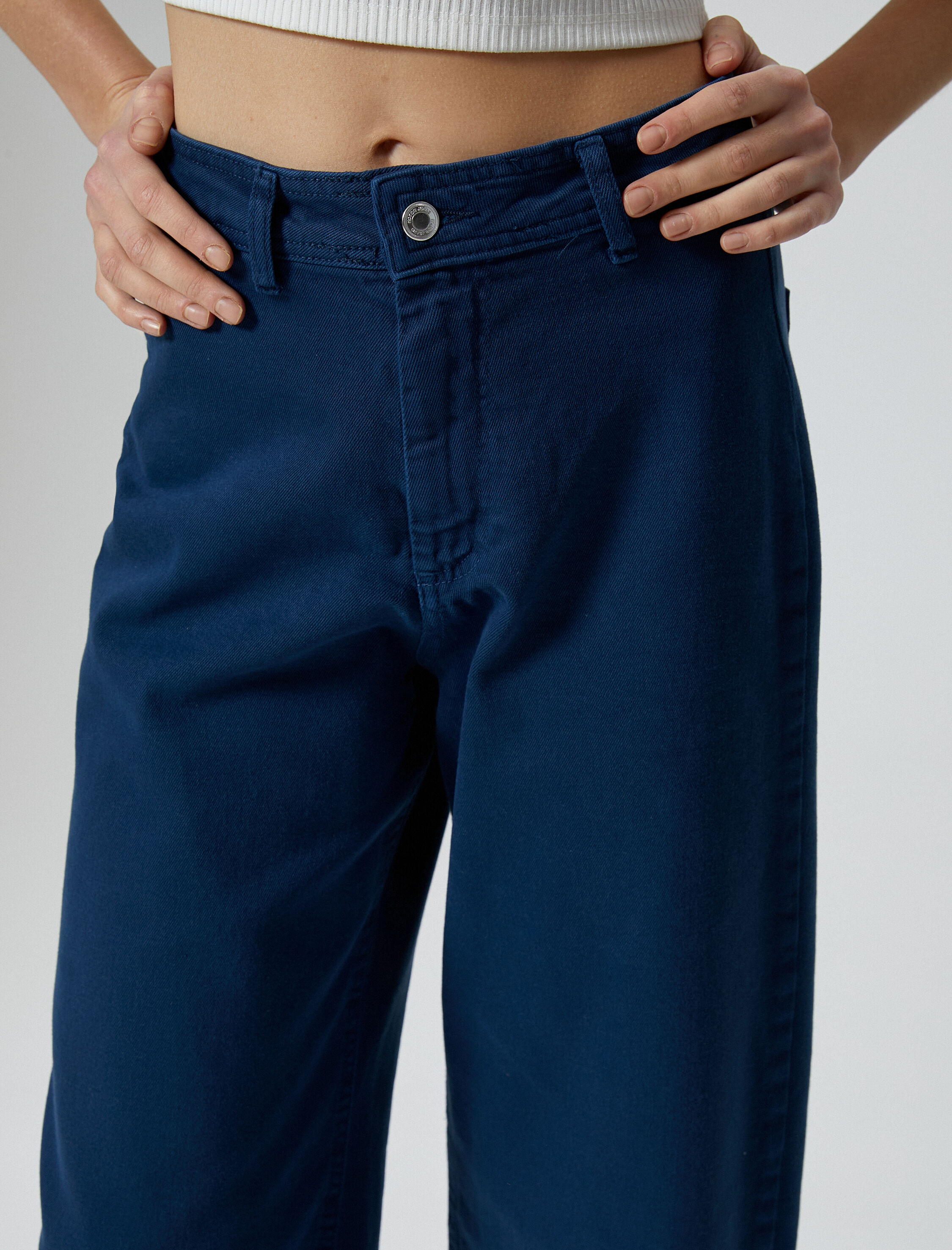   Geniş Kısa Paça Kot Pantolon Yüksek Bel - Sandra Jeans