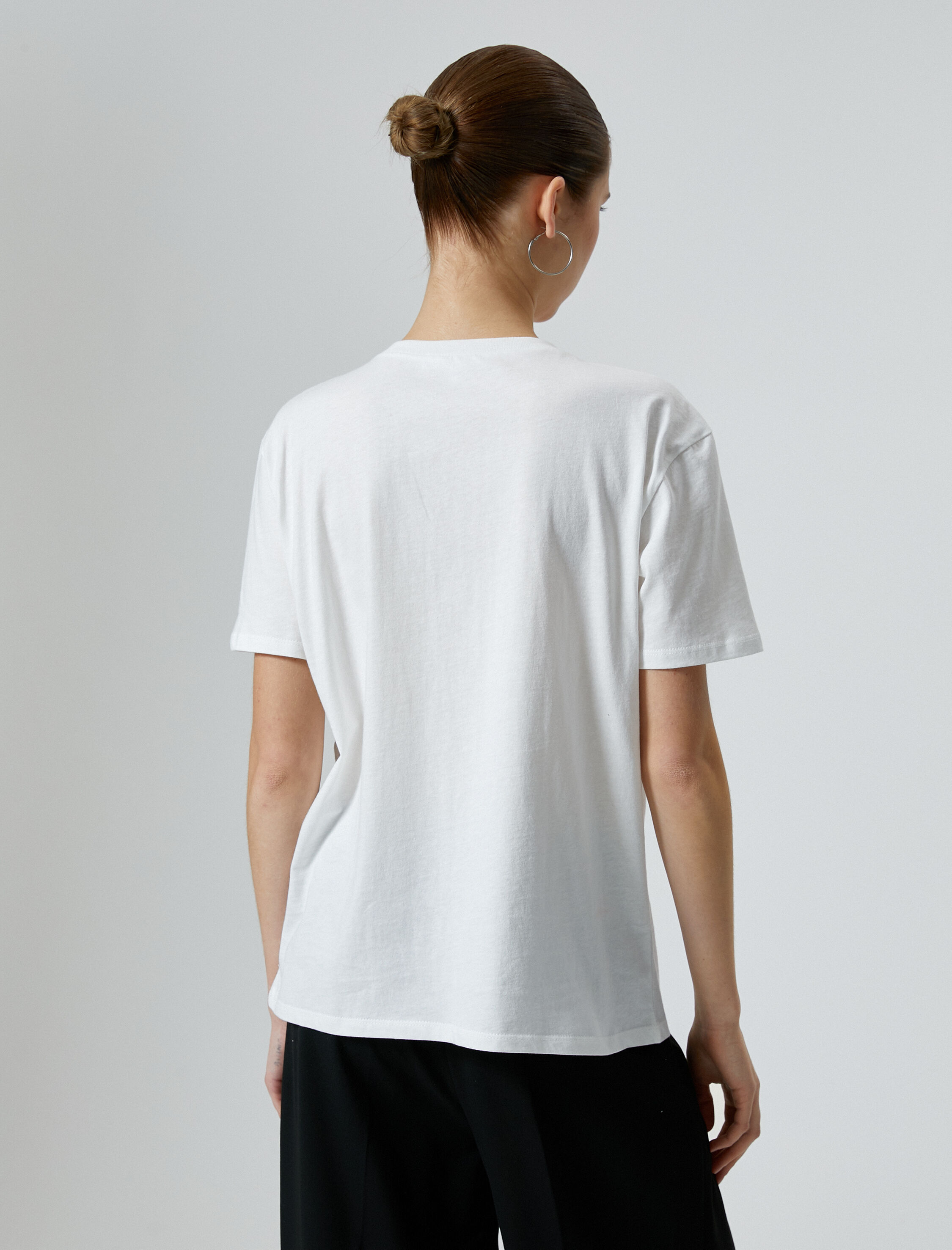   Baskılı Tişört Kısa Kollu Bisiklet Yaka Pamuklu