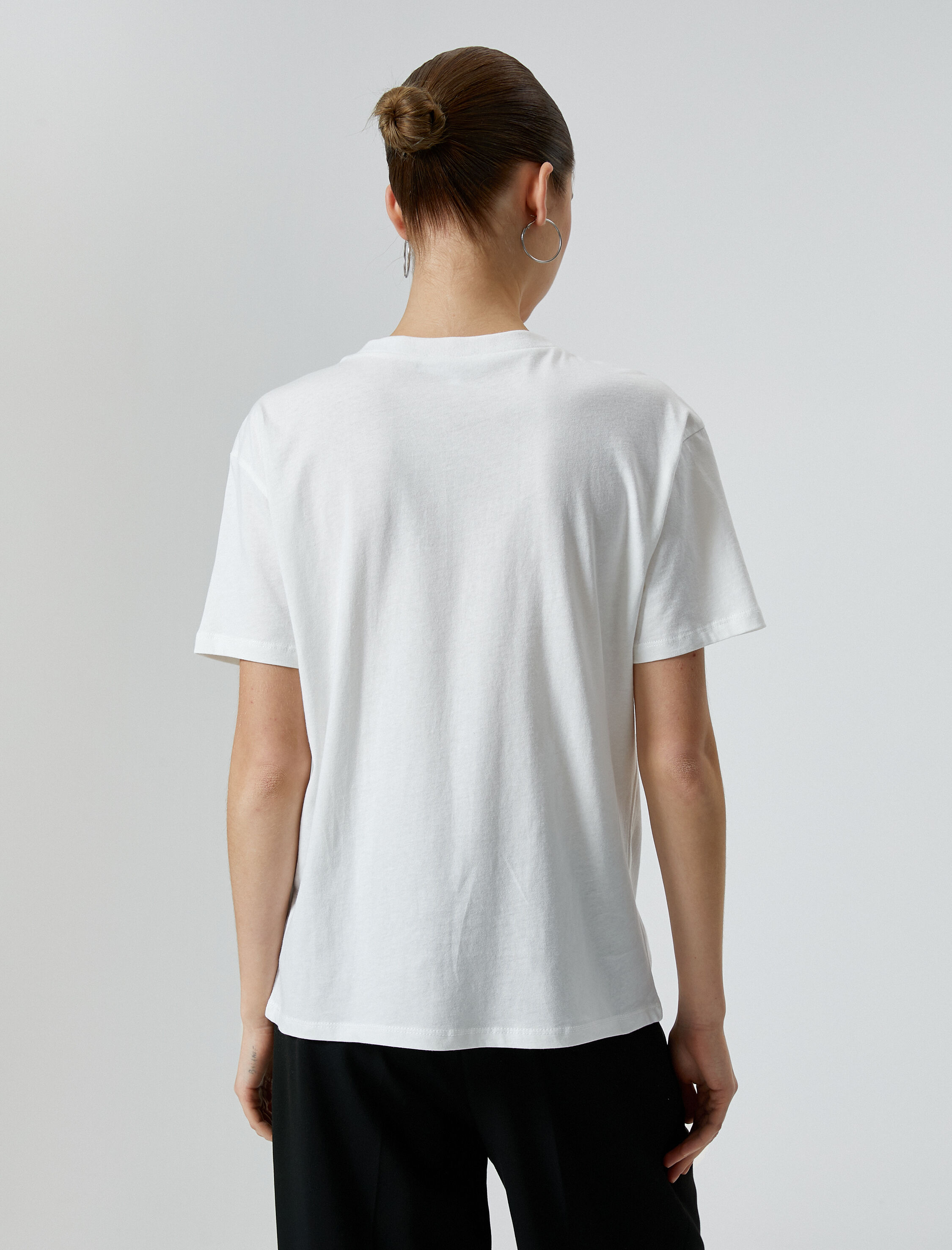   Baskılı Tişört Kısa Kollu Bisiklet Yaka Pamuklu