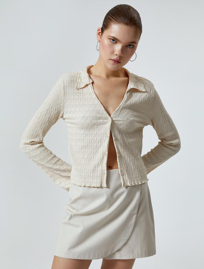  Kruvaze Şort Etek Pamuklu Slim Fit