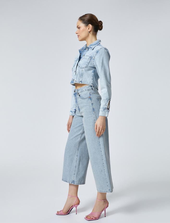  Geniş Kısa Paça Kot Pantolon Standart Bel - Sandra Jeans