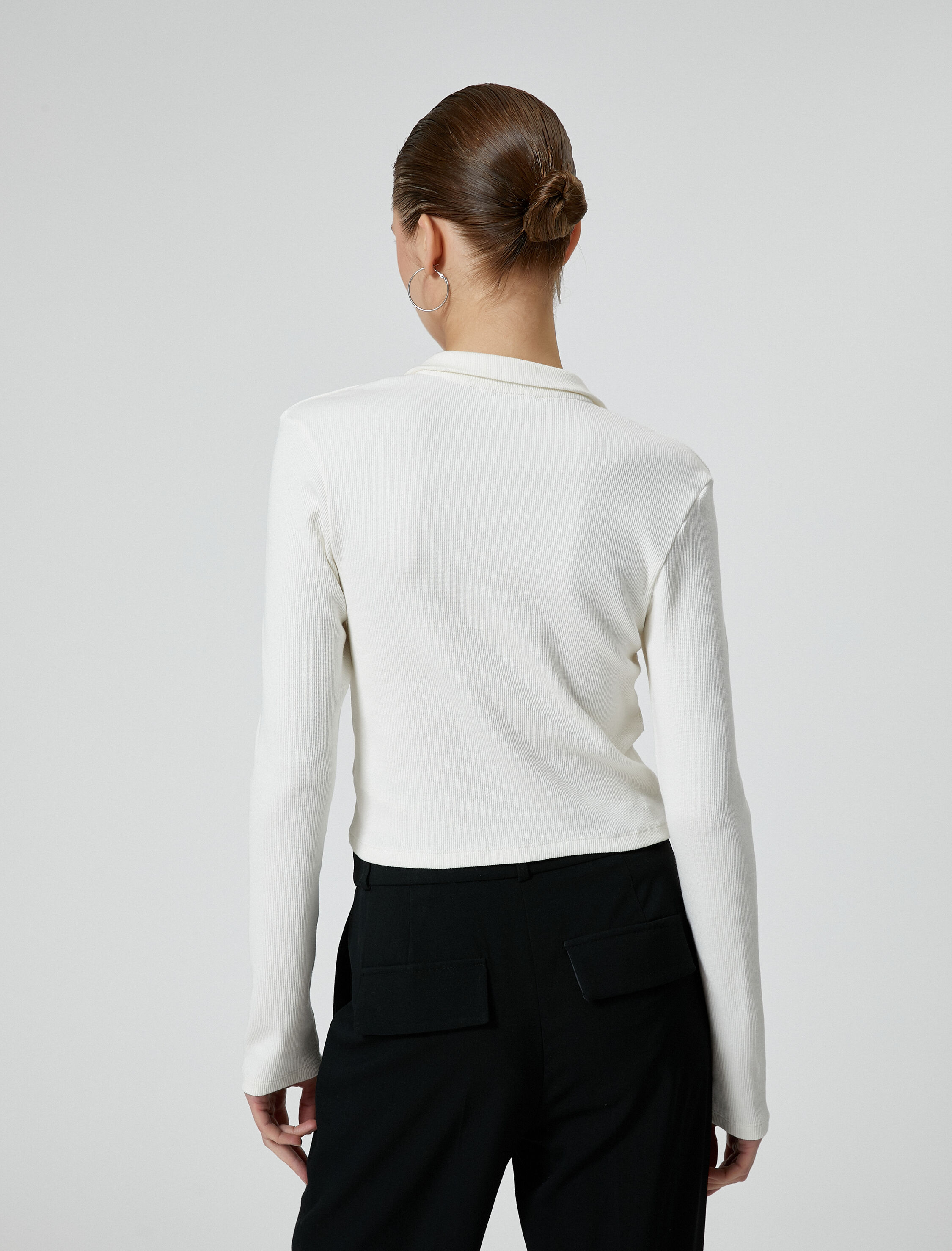 Fermuarlı Triko Hırka Dik Yaka Kaşkorse Uzun Kollu