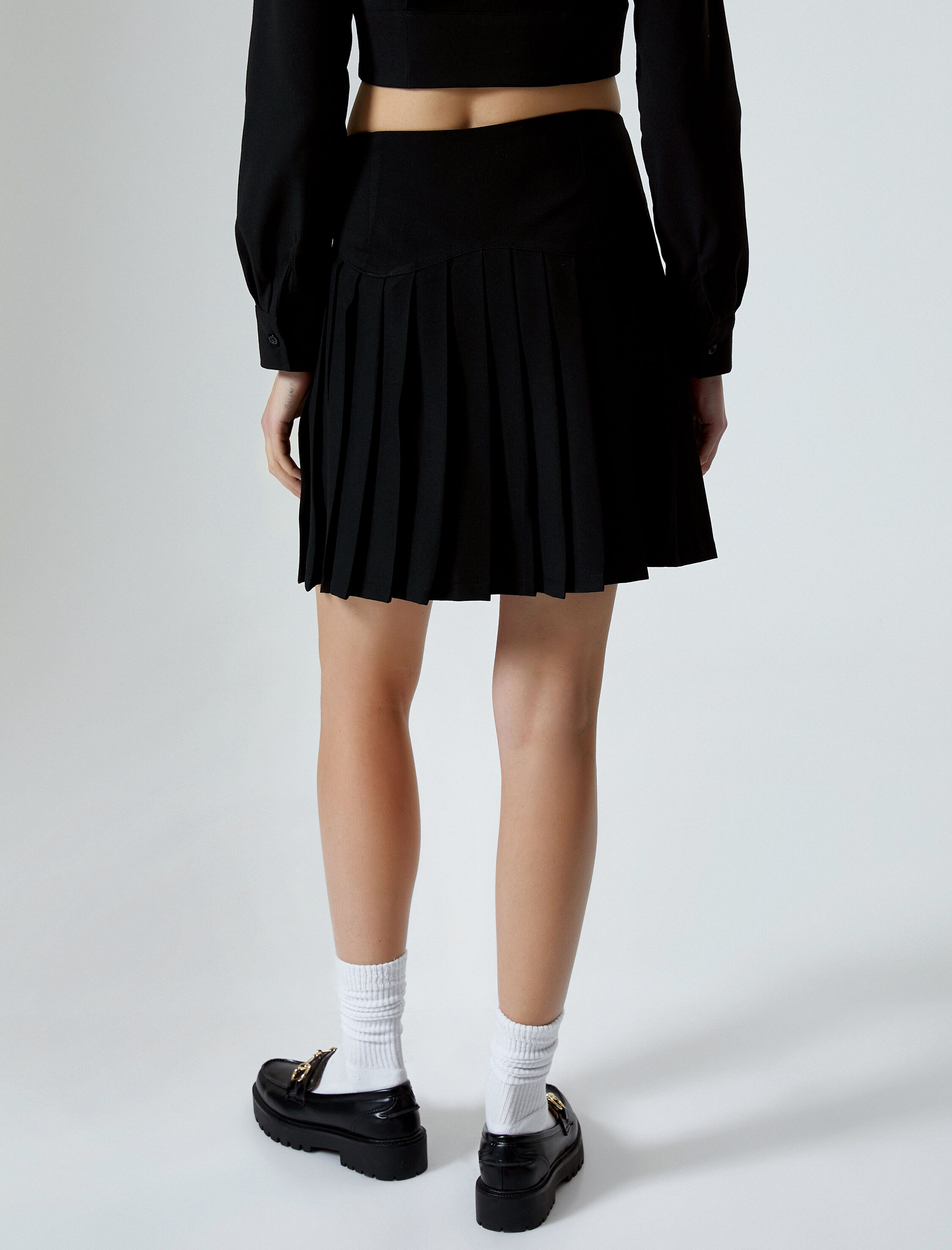   Pileli Mini Etek Rahat Kalıp Kemer Detaylı