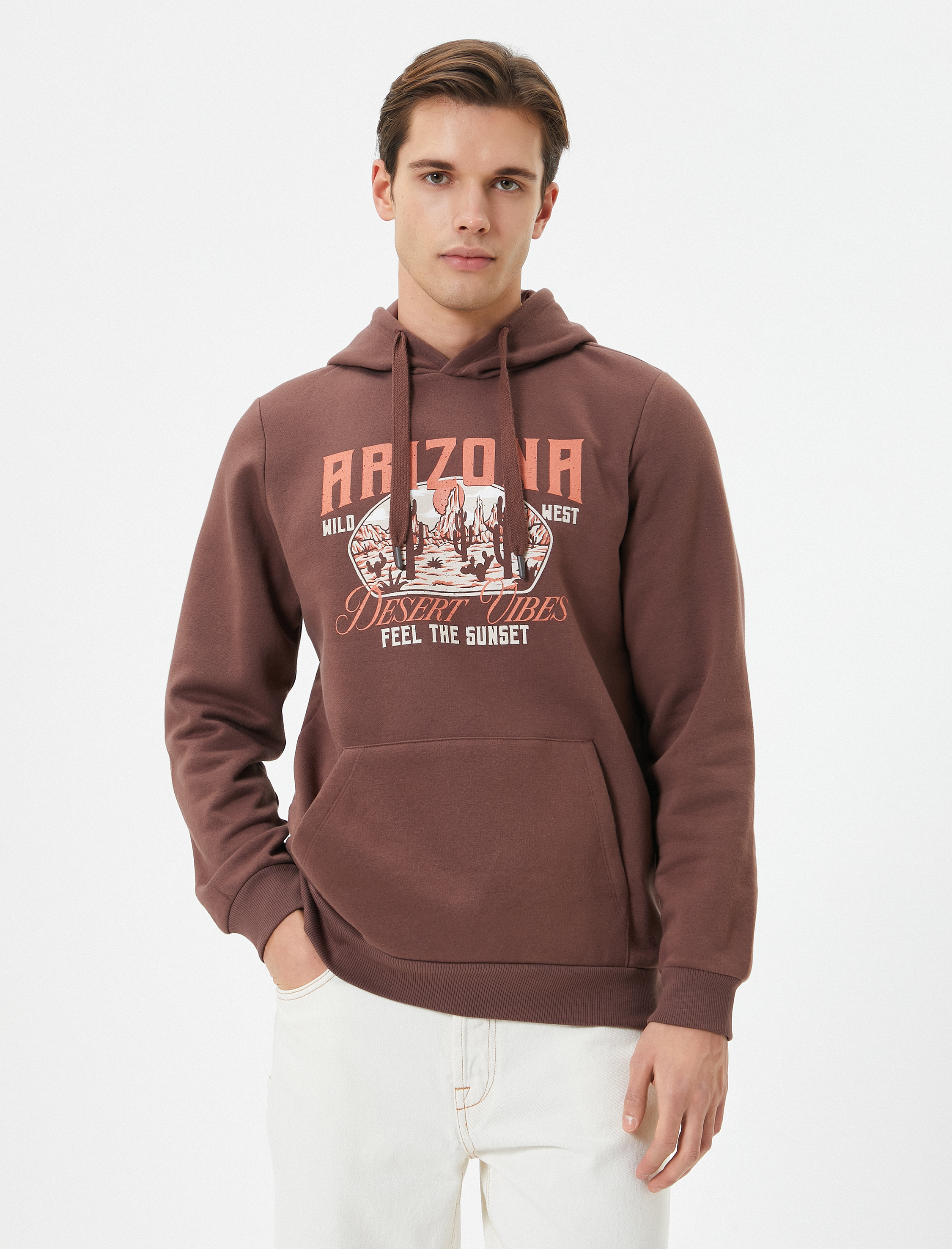   Kolej Hoodie Baskılı Kanguru Cep Detaylı Şardonlu