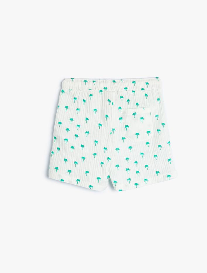 Erkek Bebek Şort Baskılı Cepli Dokulu Pamuklu