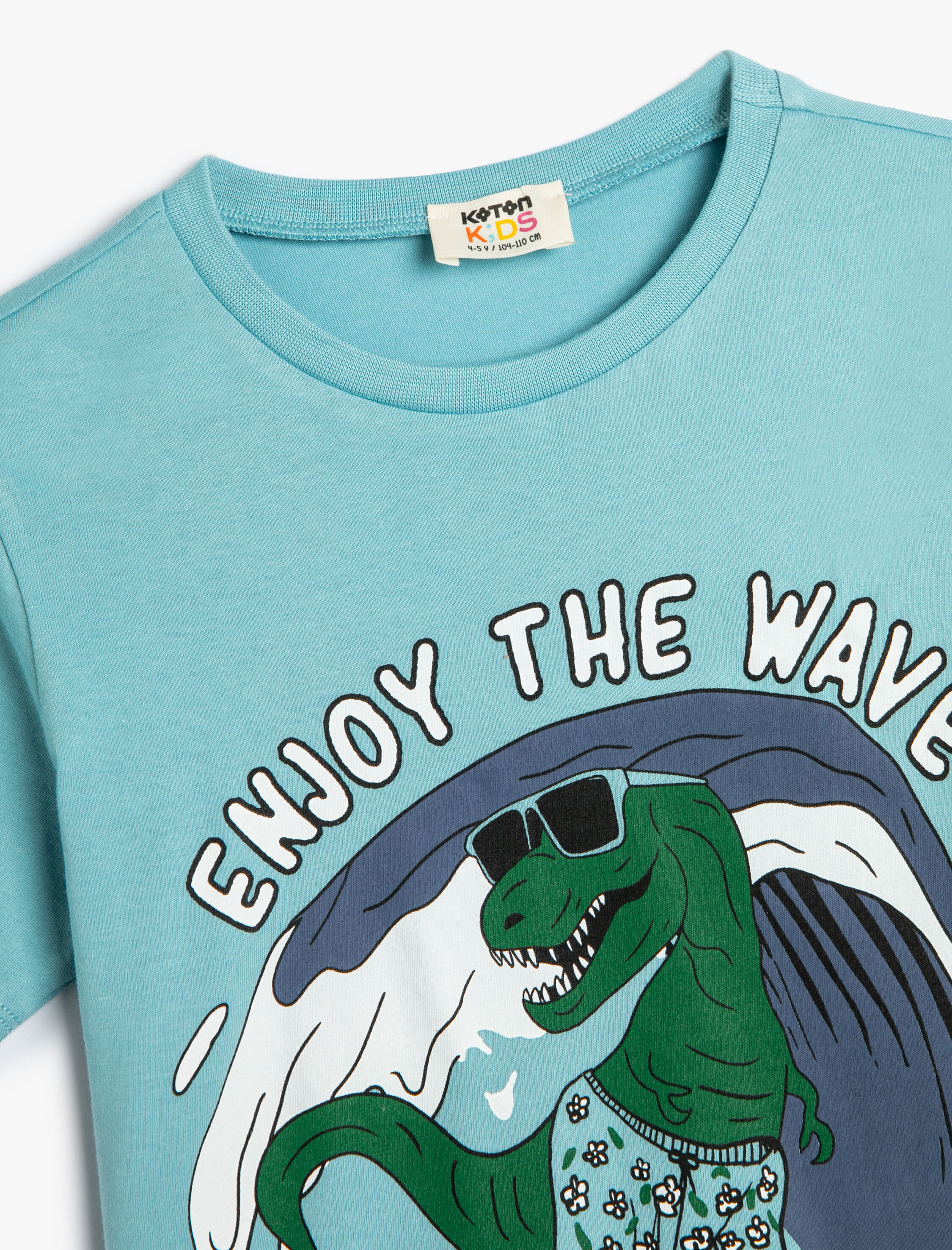  Erkek Çocuk Dinozor Baskılı Kısa Kollu Tişört Bisiklet Yaka Pamuklu