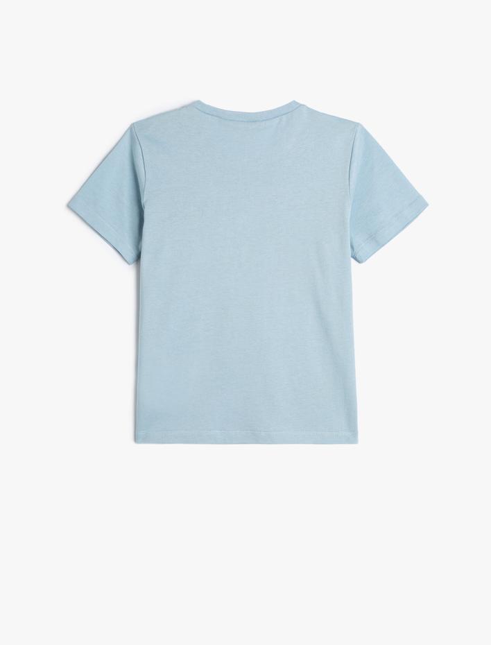 Erkek Çocuk Tişört Uzay Temalı Kısa Kollu Bisiklet Yaka Pamuklu