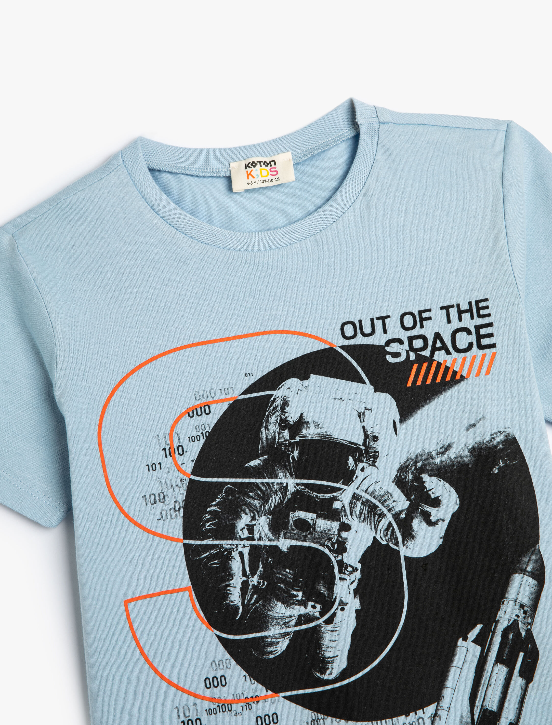  Erkek Çocuk Tişört Uzay Temalı Kısa Kollu Bisiklet Yaka Pamuklu