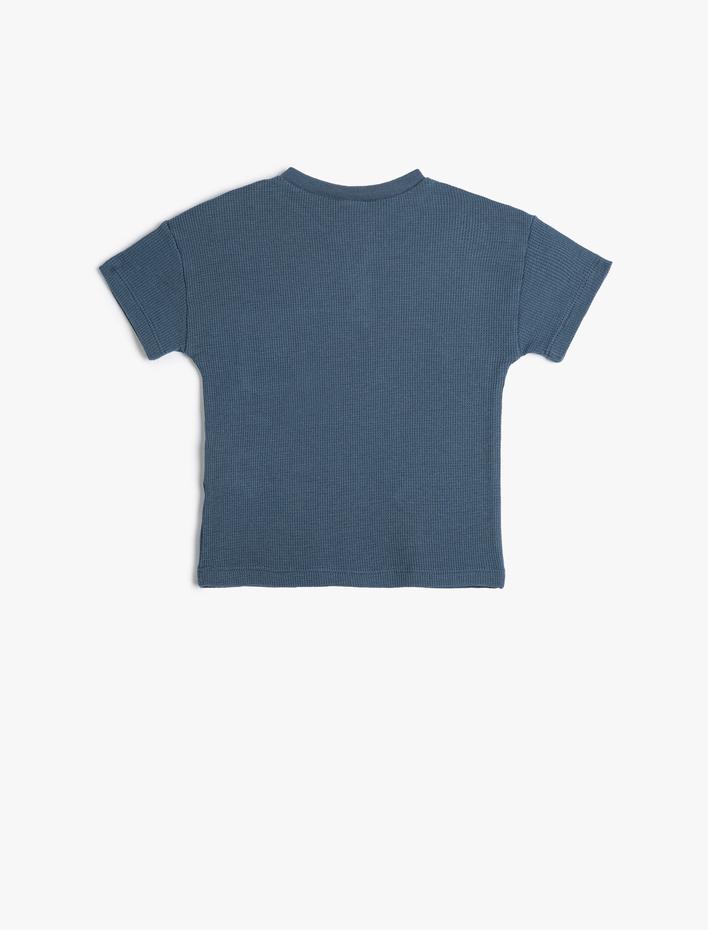 Erkek Bebek Tişört Cepli Kısa Kollu Bisiklet Yaka Fitilli Pamuklu